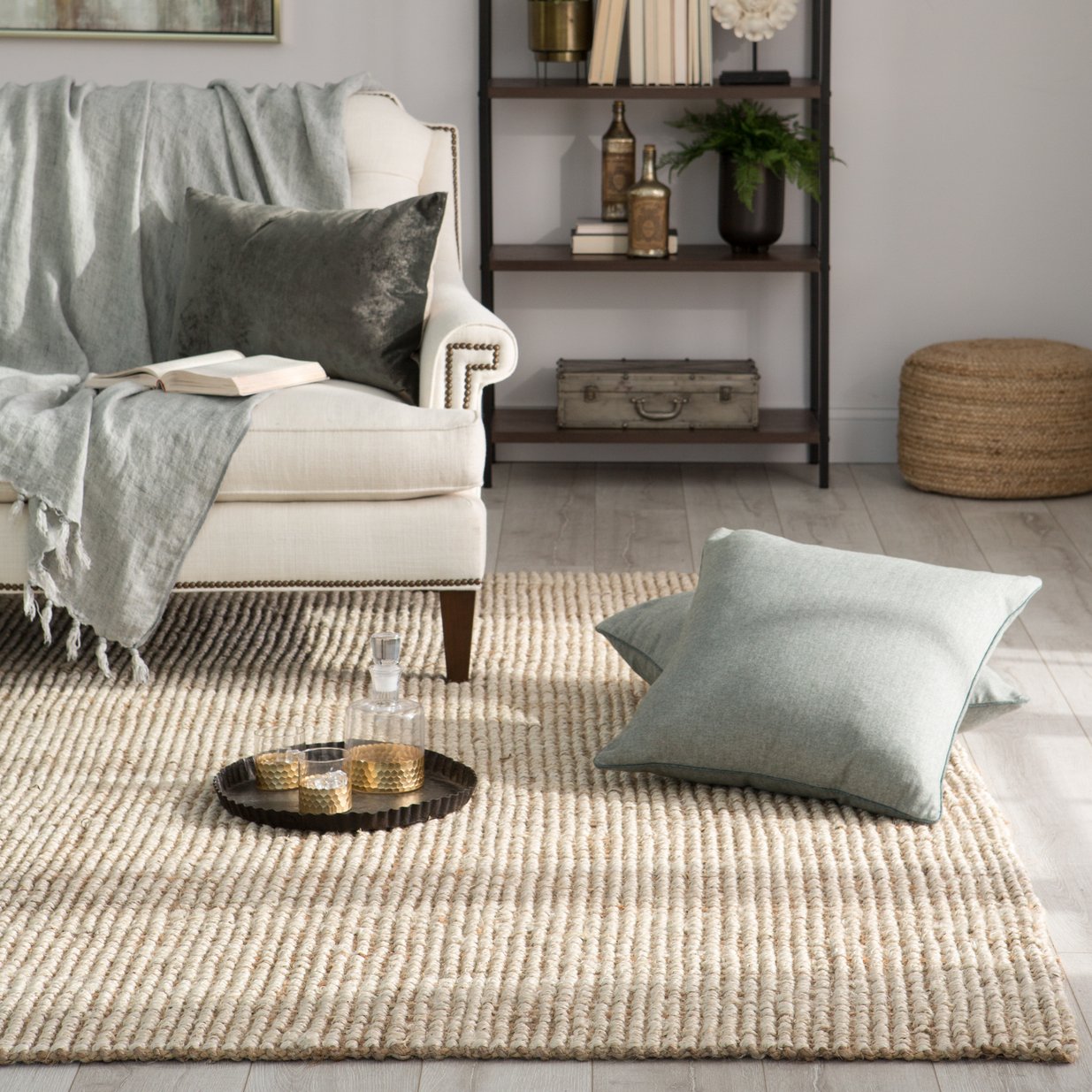 Naturals Lucia Mayen NAL02 Exquisitely Handwoven and Handmade 100% Jute Solid Color Indoor Area Rug
