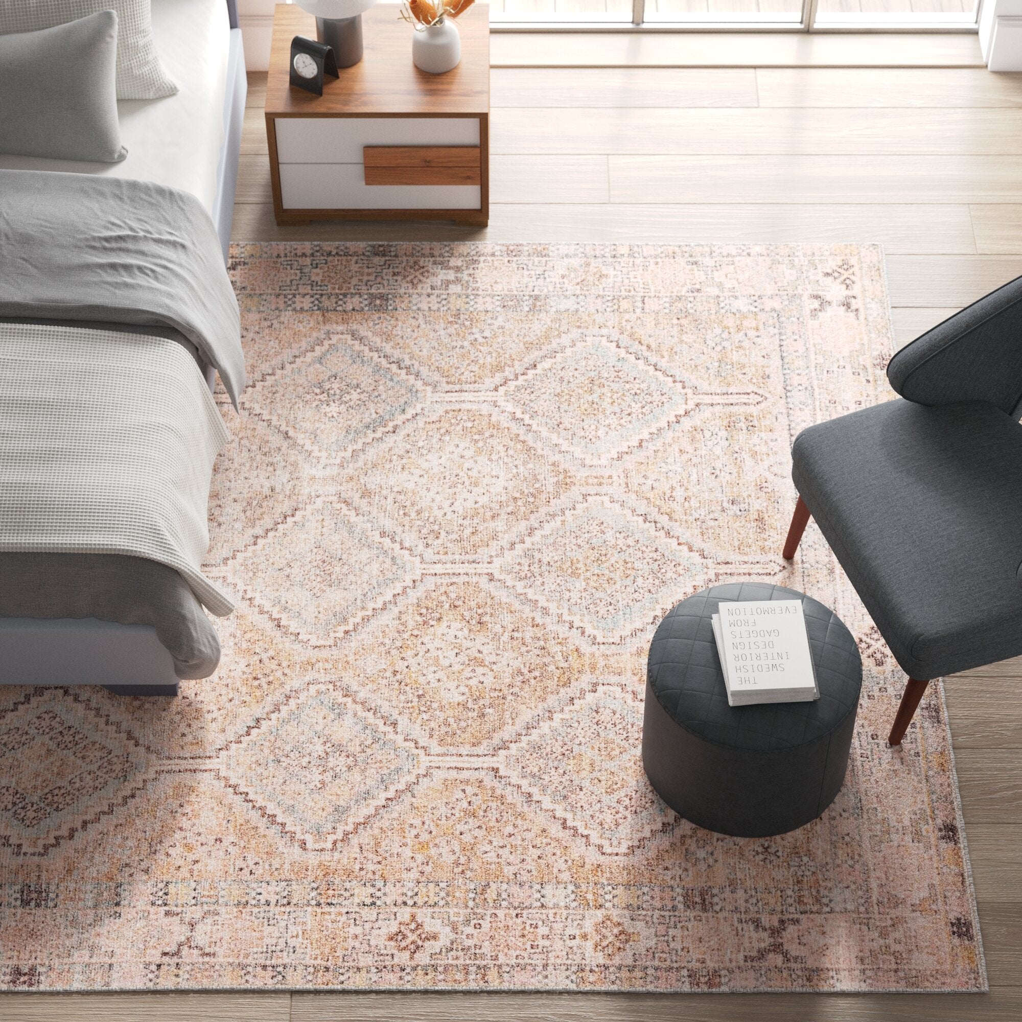 Kindred Marquesa KND01 RUG152350 Power-loomed Machine-made 100% Polyester Vintage Trellis Pattern Indoor Area Rug
