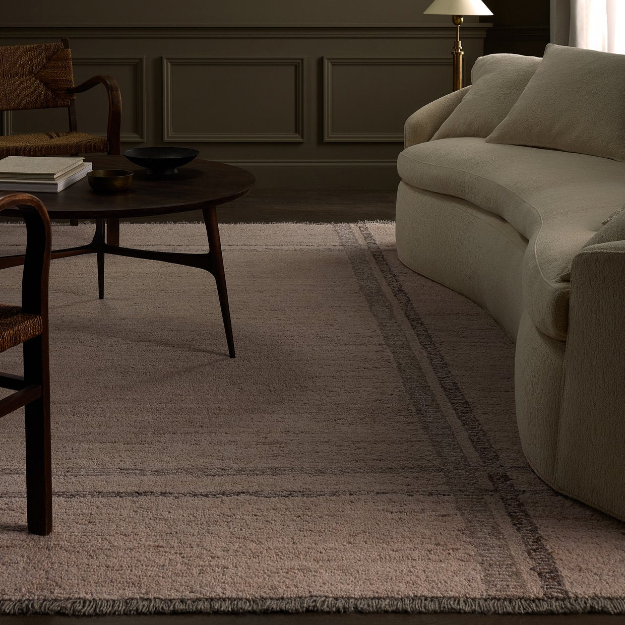 Hadi Bilal HAD08 Exquisitely Handmade 100% Wool Indoor Moroccan / Bohemian Striped Area Rug