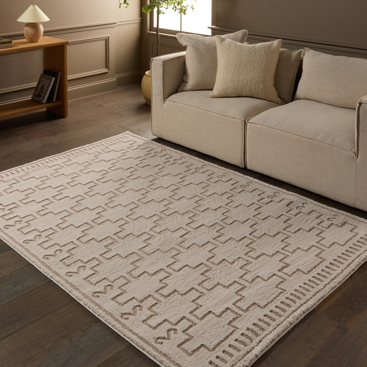 Jaida Dawson JID16 Power-loomed Indoor Rug: 70% Polypropylene, 30% Polyester, Moroccan Bohemian Trellis Design