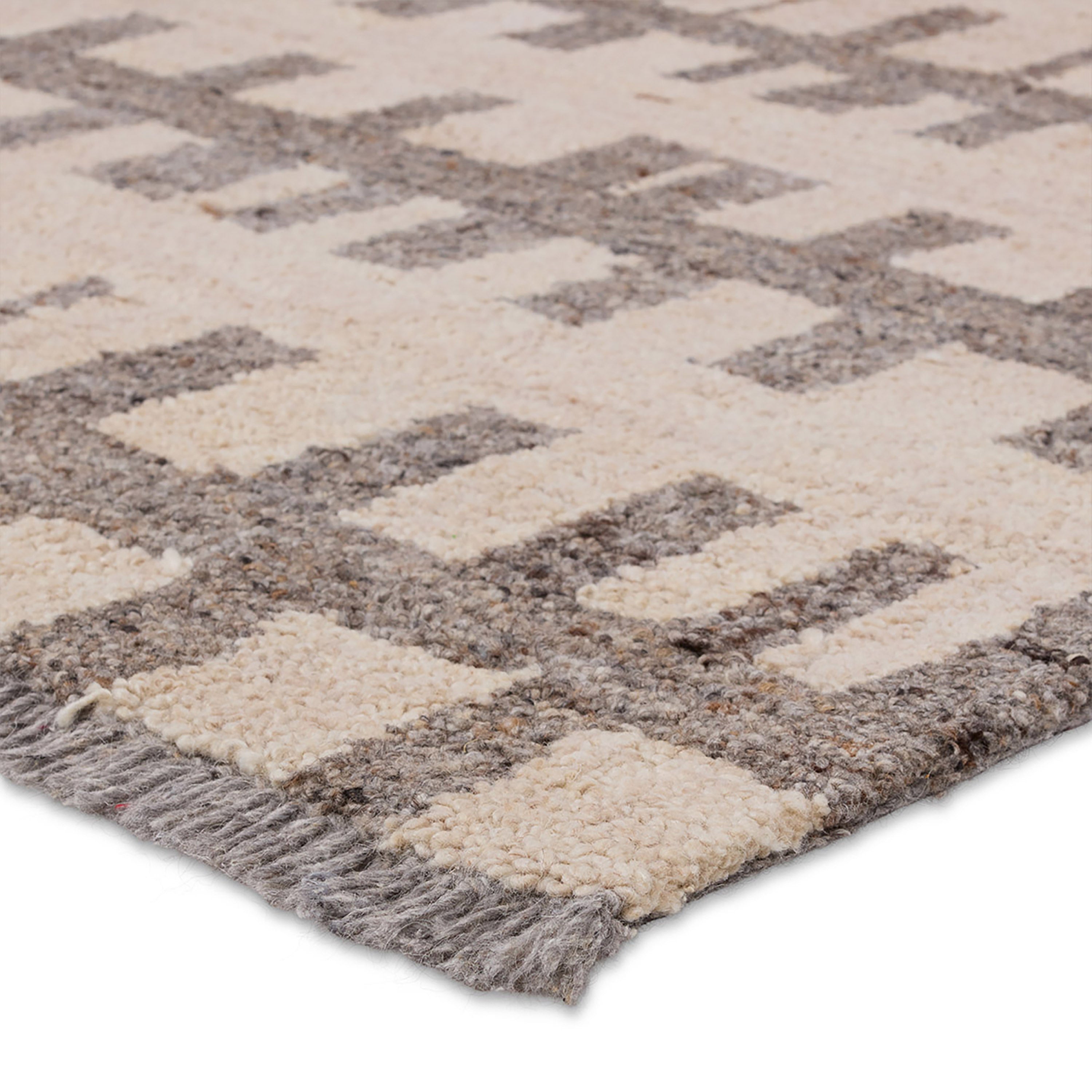 Hadi Emir HAD05 Handmade 100% Wool Indoor Moroccan / Bohemian Striped Tufted Rug for Bedrooms and Living Rooms