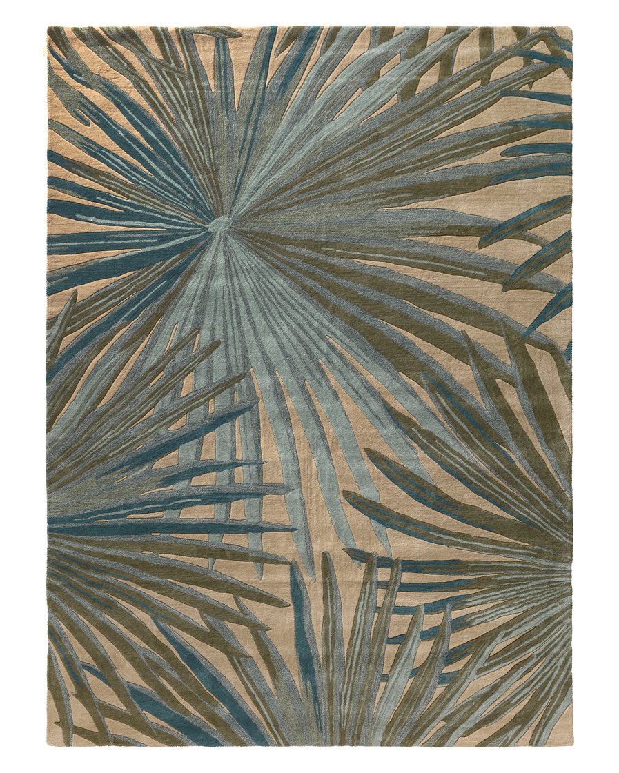Handmade 100% Wool Coastal Seaside Palmetto COS33 Contemporary Floral Indoor Rug