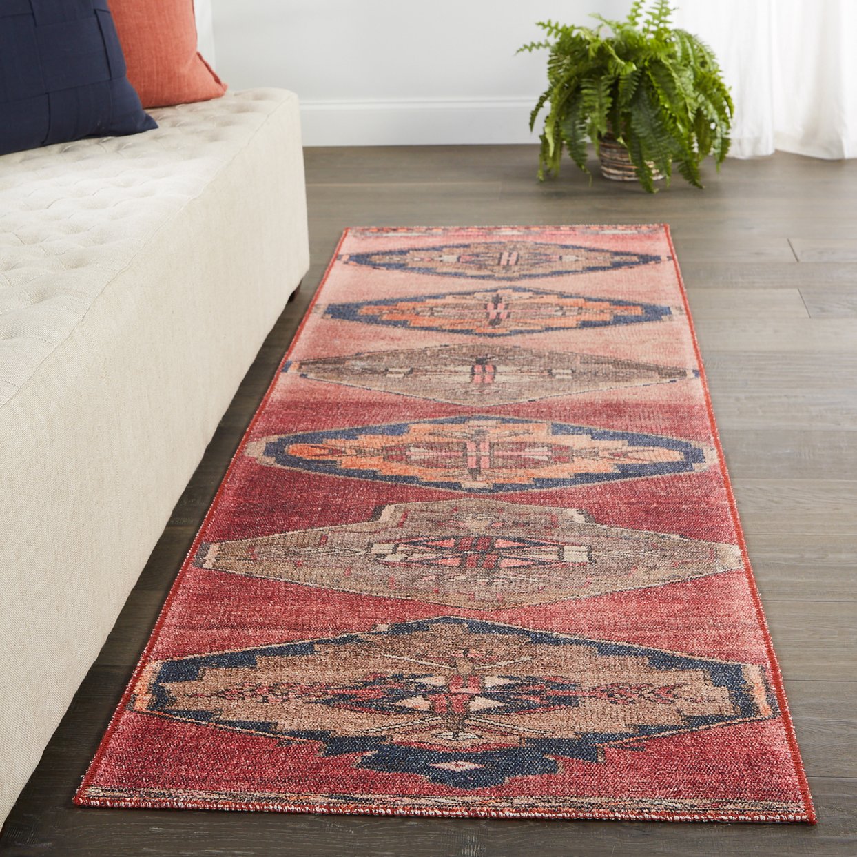 Kairos Mirta KAR07 Power-loomed Machine-made Indoor Vintage-style 100% Polyester Area Rug with Tribal Medallion Design