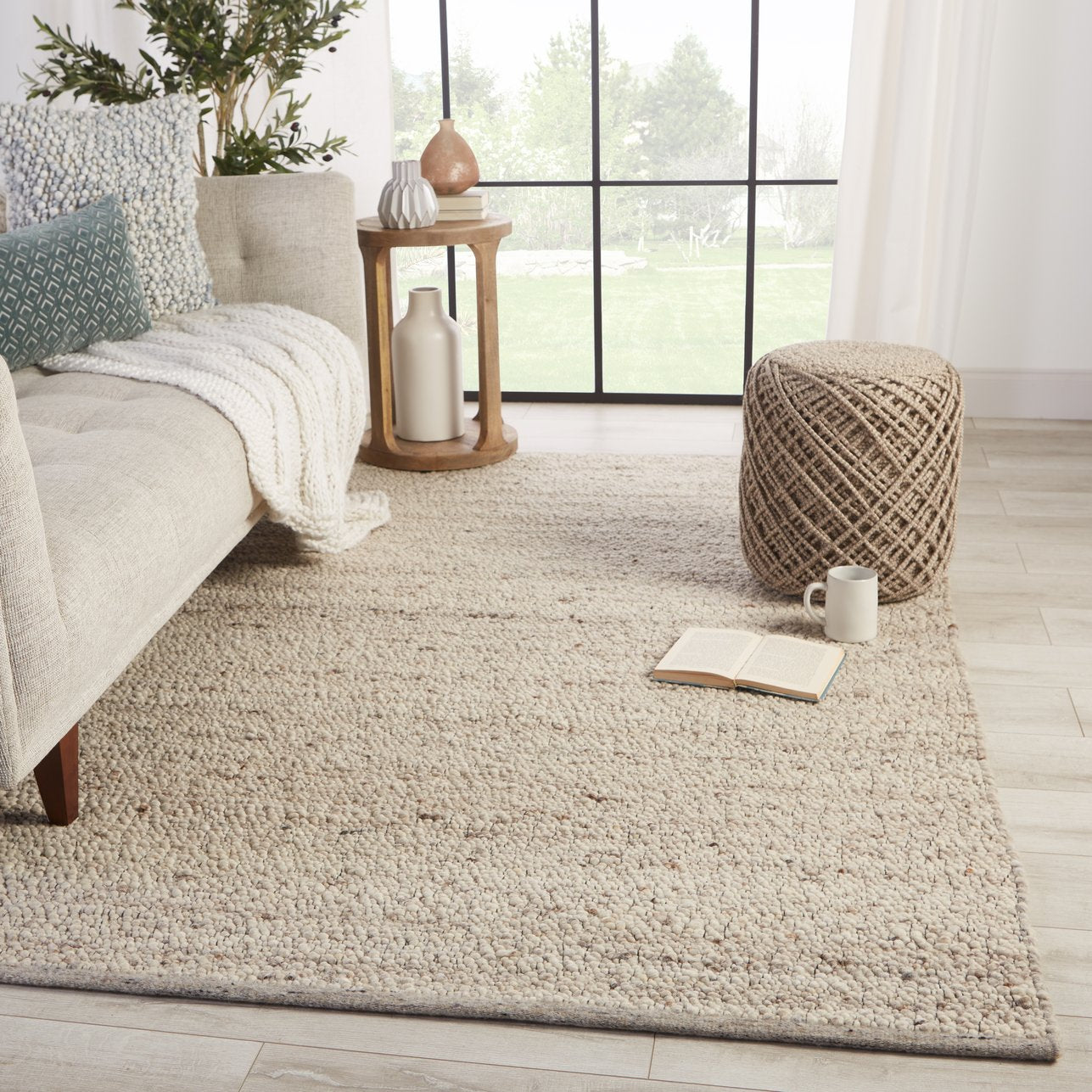 Quiet Time Hadren QTM03 Indoor Hand - woven and Hand - crafted Solid Wool and Jute Area Rug, 90% Wool and 10% Jute Blend