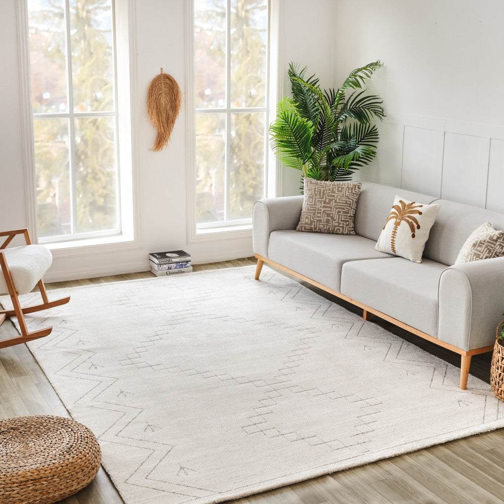 8' x 11' Stain-Resistant Cream & Beige Abstract Distressed Area Rug for Warm & Stylish Spaces