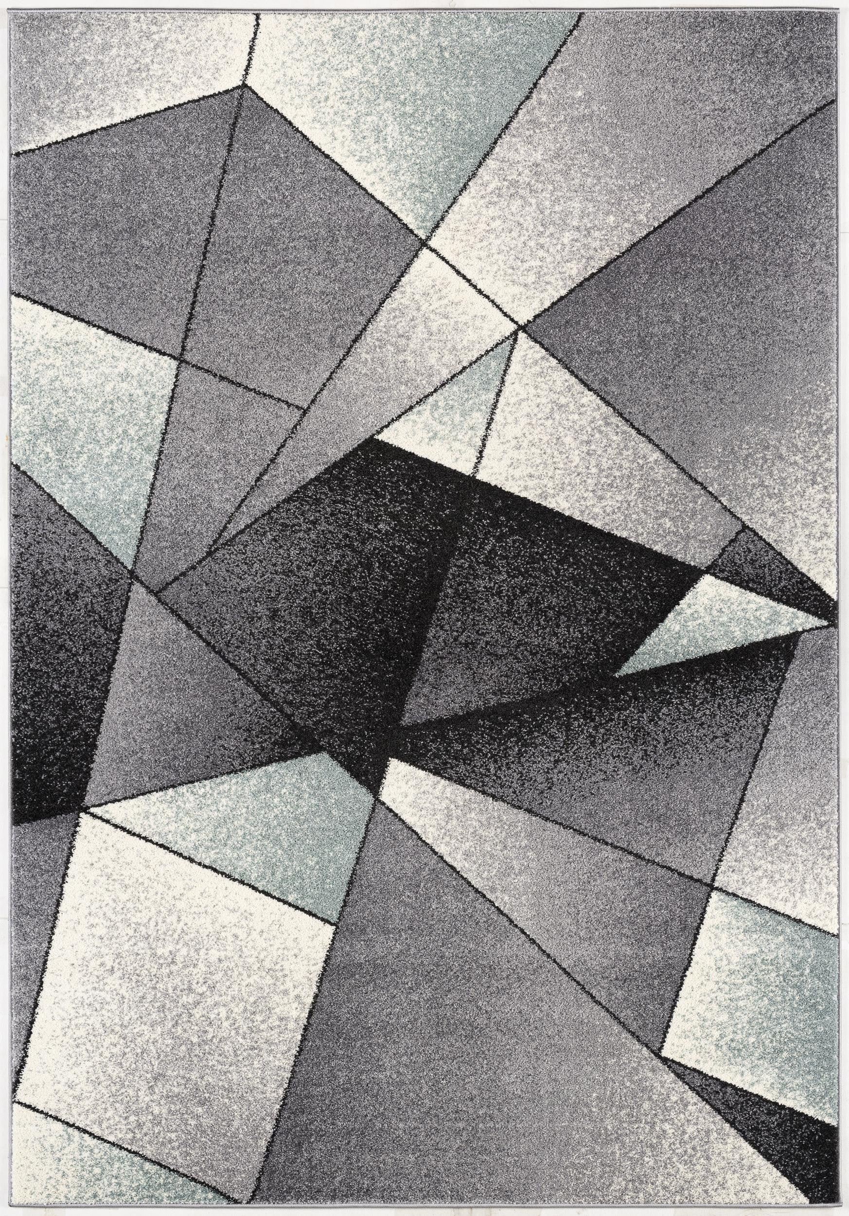 Stylish and Durable Gray and Blue Geometric Prism Pattern Area Rug Ideal for Modern Living Spaces