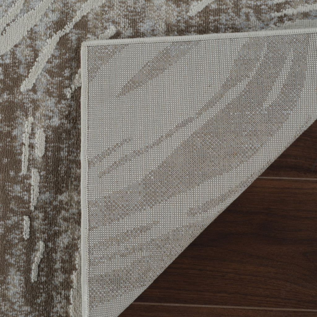 Stain-Resistant 4' x 6' Stylish Abstract Beige and Brown Distressed Area Rug for Homes