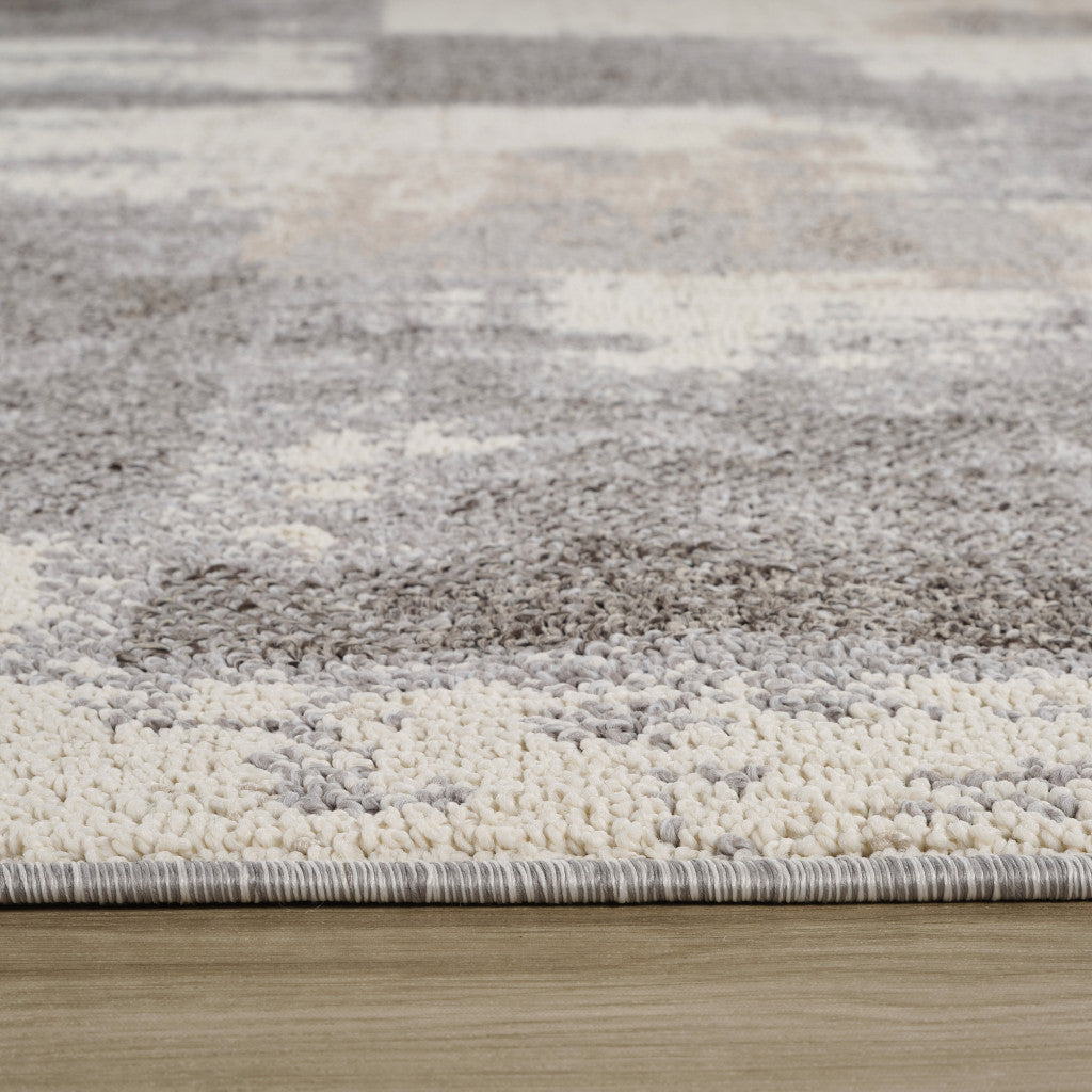 Exquisite 7-Foot by 10-Foot Gray and Beige Abstract Distressed Area Rug for Home Decor - Stain-Resistant and Fashionable Floor Covering
