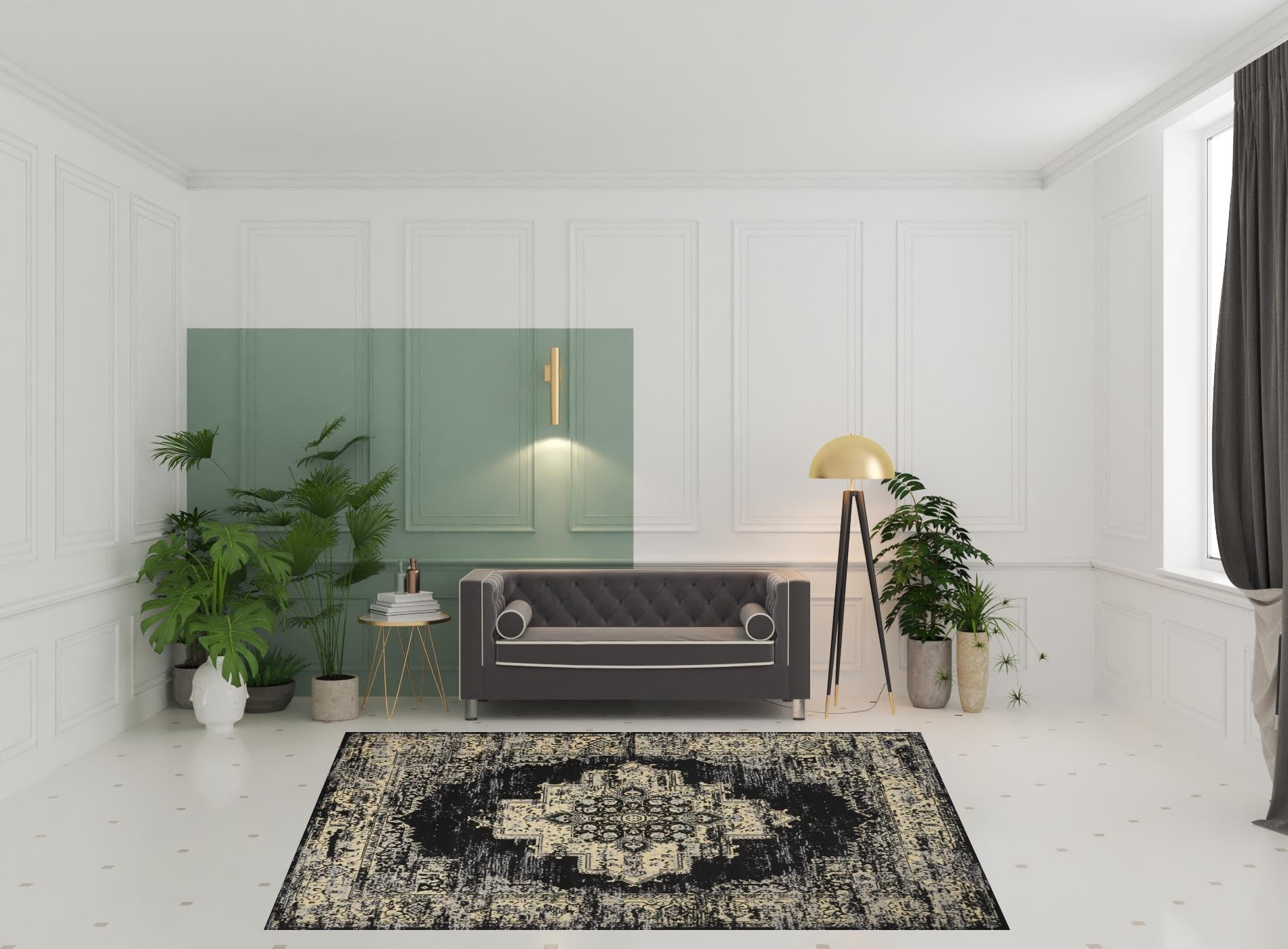 Exquisite Cream Damask Power Loomed Area Rug for Cozy Spaces - 8 Feet by 10 Feet with Classic Elegant Design
