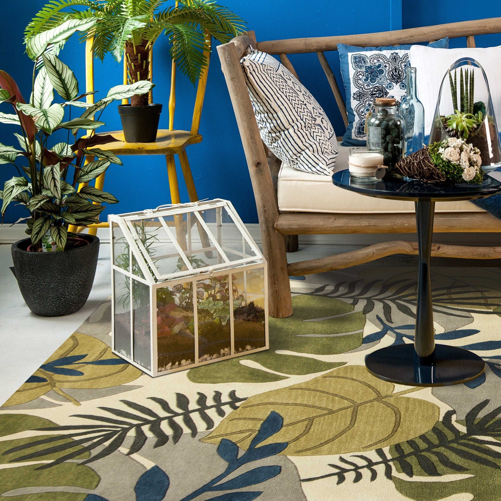 Exquisite Hand-Tufted Ivory Breeze Area Rug with Nature-Inspired Modern Design from India for Home Decor