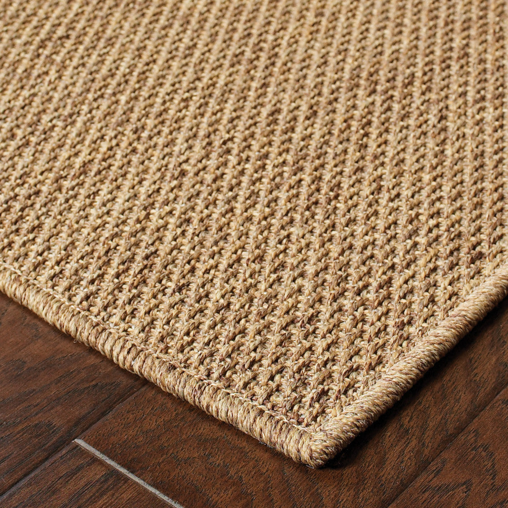 Elegant Tan-Colored Round Outdoor and Indoor Area Rug with Stain-Resistant Feature and Geometric Design