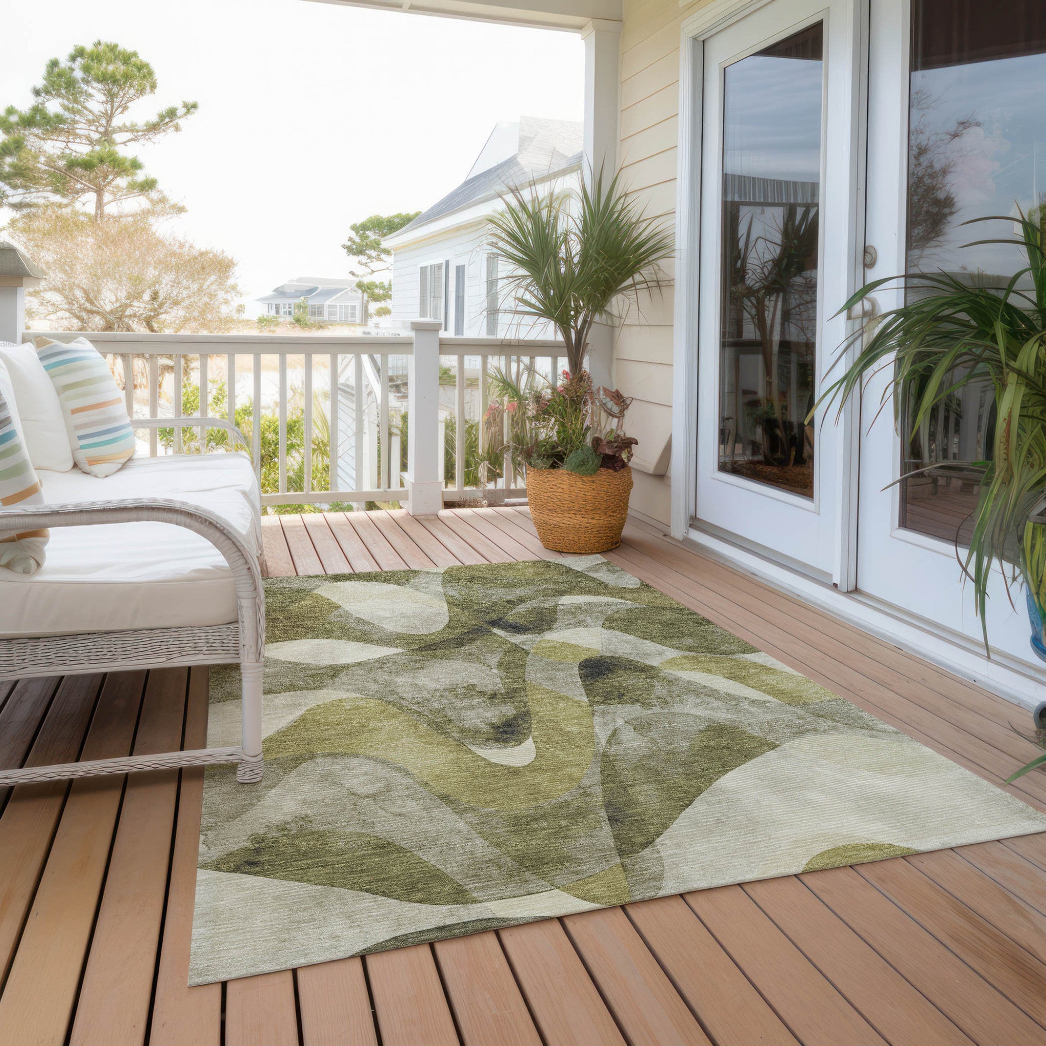 Modern Abstract Washable Non-Skid Purple Runner Rug for Indoor & Outdoor Use