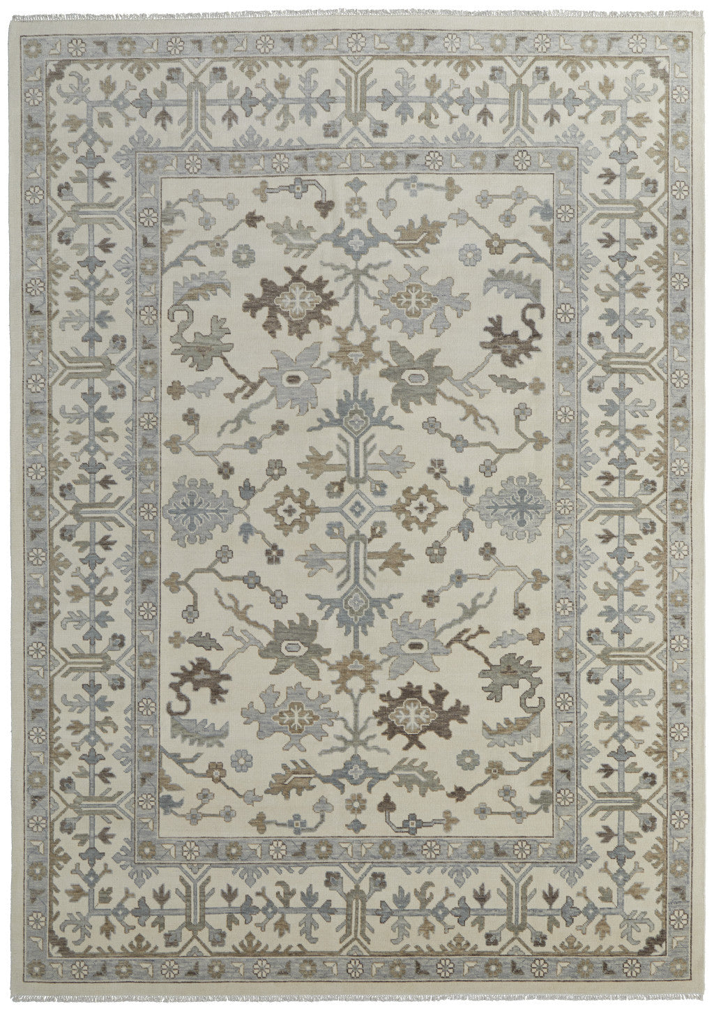 Exquisite Hand-Knotted Wool Floral Area Rug with Fringe - Stain-Resistant Design for Elegant and Stylish Living Spaces