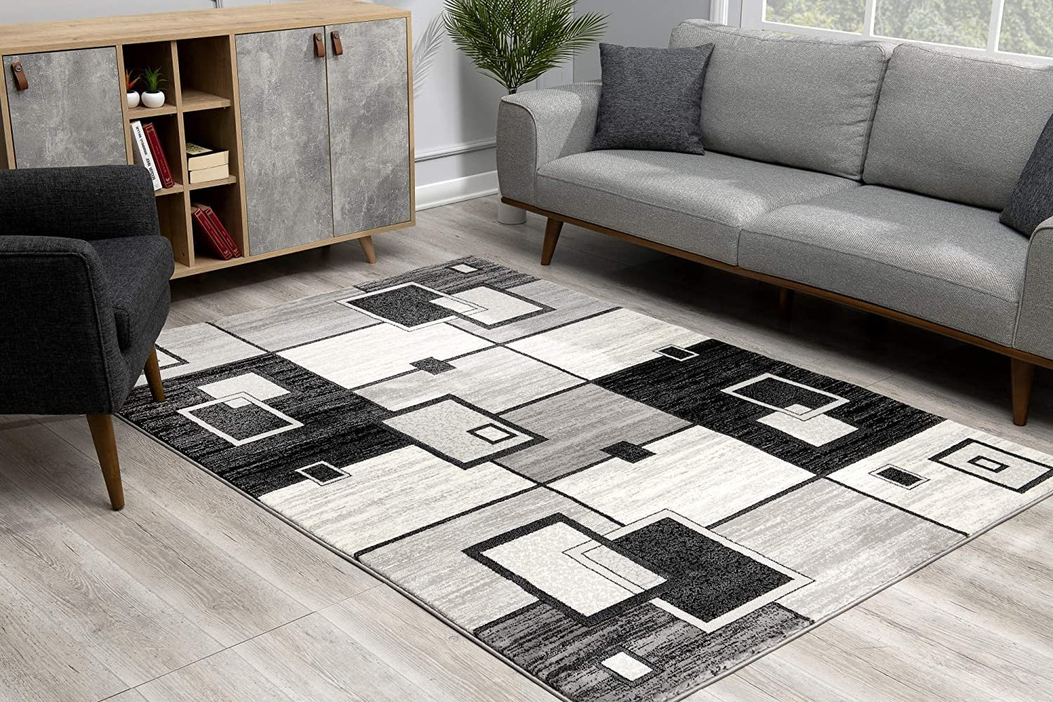 Stylish Gray Abstract Power Loom Runner Area Rug - Enhance Your Living Space with Artistic Design and Comfort