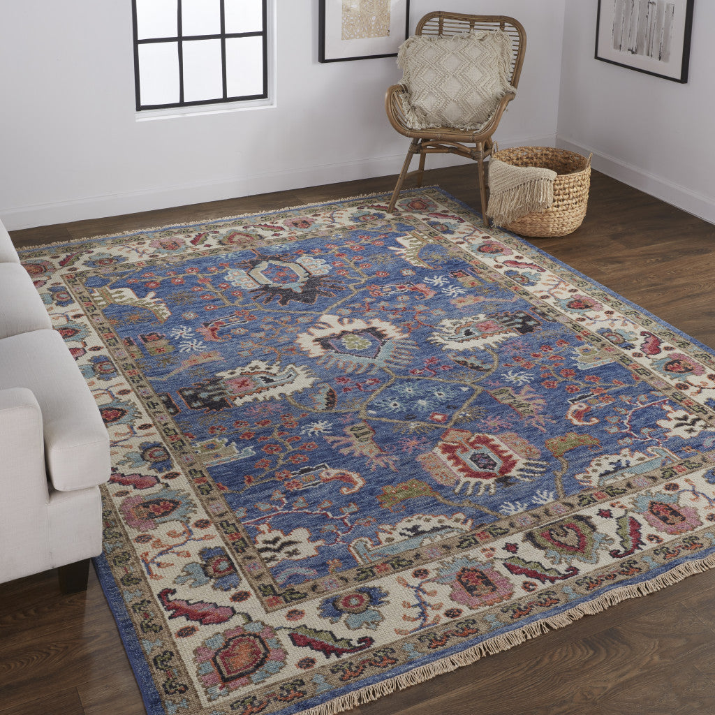 Exquisite Hand-Knotted Wool Floral Area Rug with Stain Resistance - Artisan-Crafted for Elegant Style