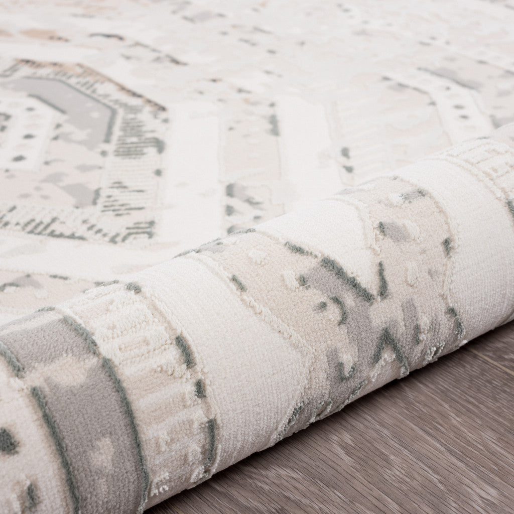 Modern and Elegant Cream Abstract Distressed Polyester Area Rug for Elevating Your Living Space with Warmth
