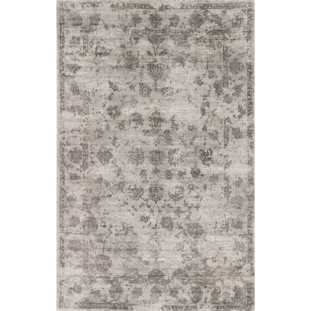 Exquisite Gray Floral Vines Handmade Area Rug with Distressed Look for Luxury Home Decor