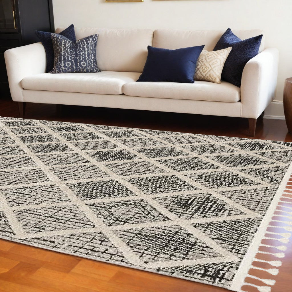 12x15 ft Charcoal Geometric Machine - Made Polyester Area Rug for Stylish Home Decor