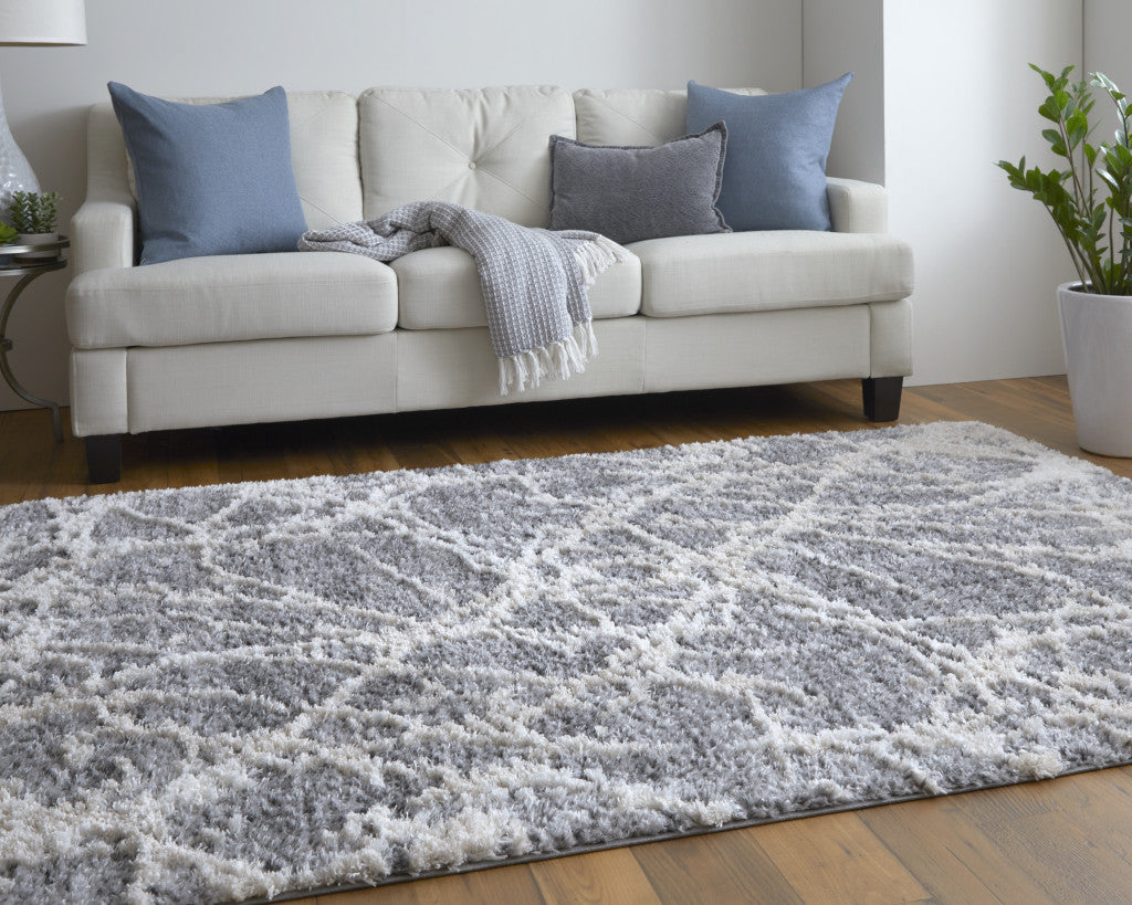 High - Quality Stain - Resistant Area Rug with a Fashionable Gray and Ivory Abstract Design Ideal for Contemporary Modern Living Spaces