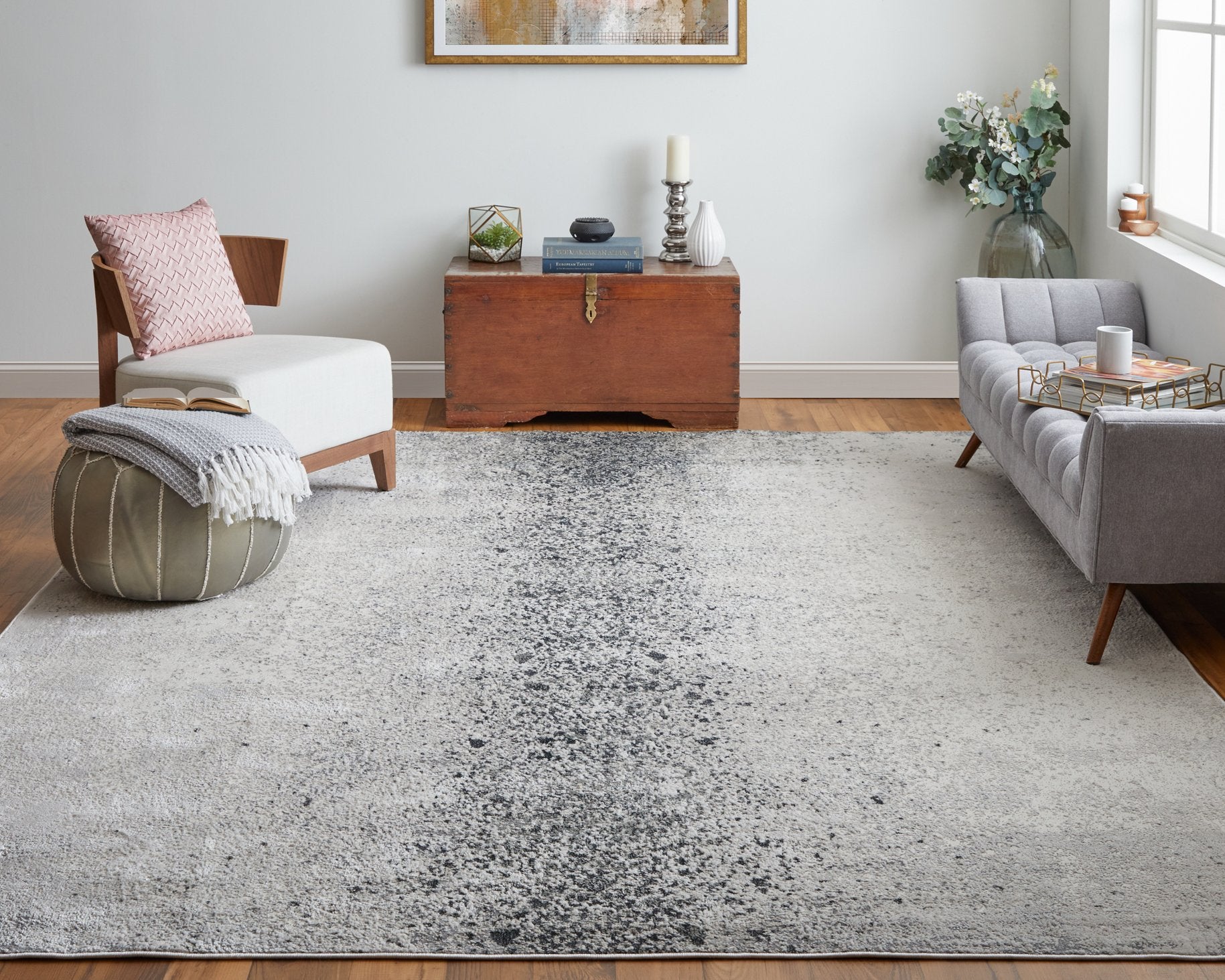 Astra Abstract Watercolor Rug - Soft Texture, Luxurious Metallics for Your Space