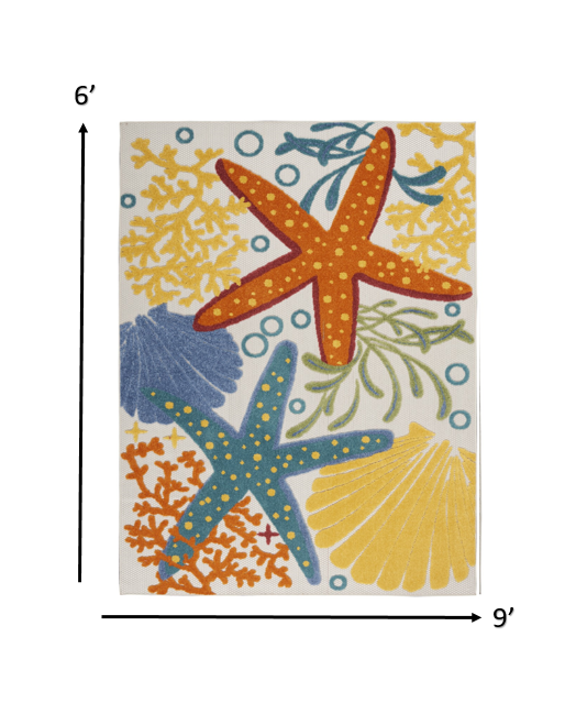 Durable Turkish-Style Indoor Outdoor Area Rug in Stylish Yellow and Ivory