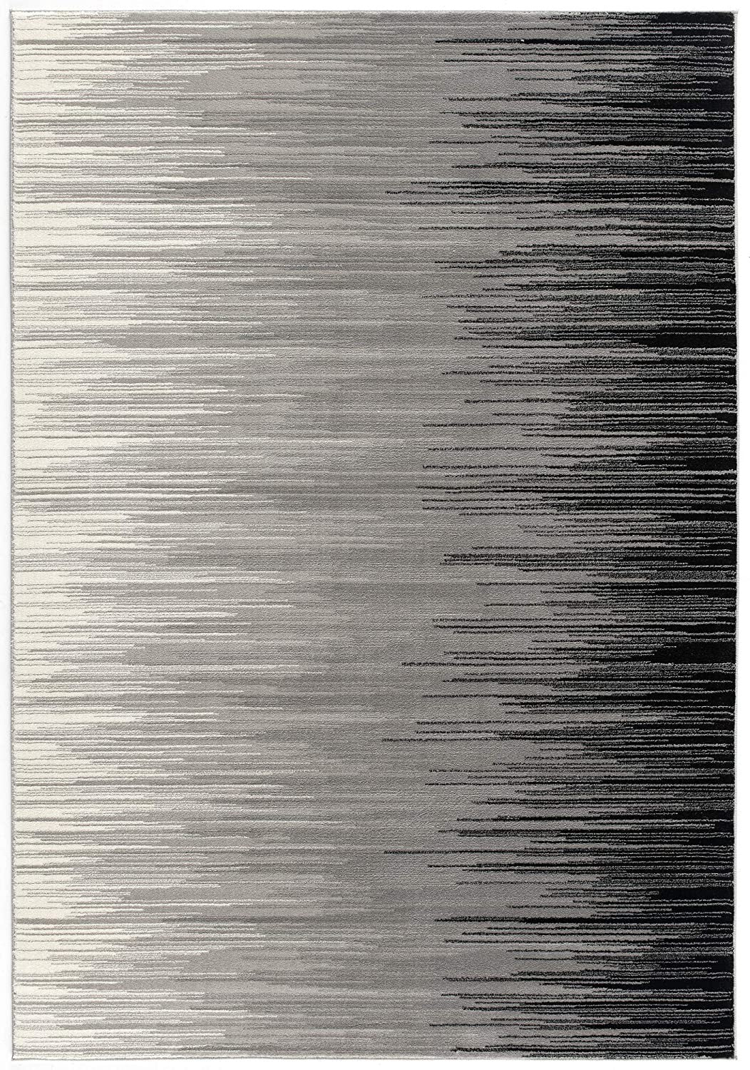 Stylish and Luxurious Black Transitional Striped Runner Rug for Modern Interior Spaces - A Durable Decorative Piece