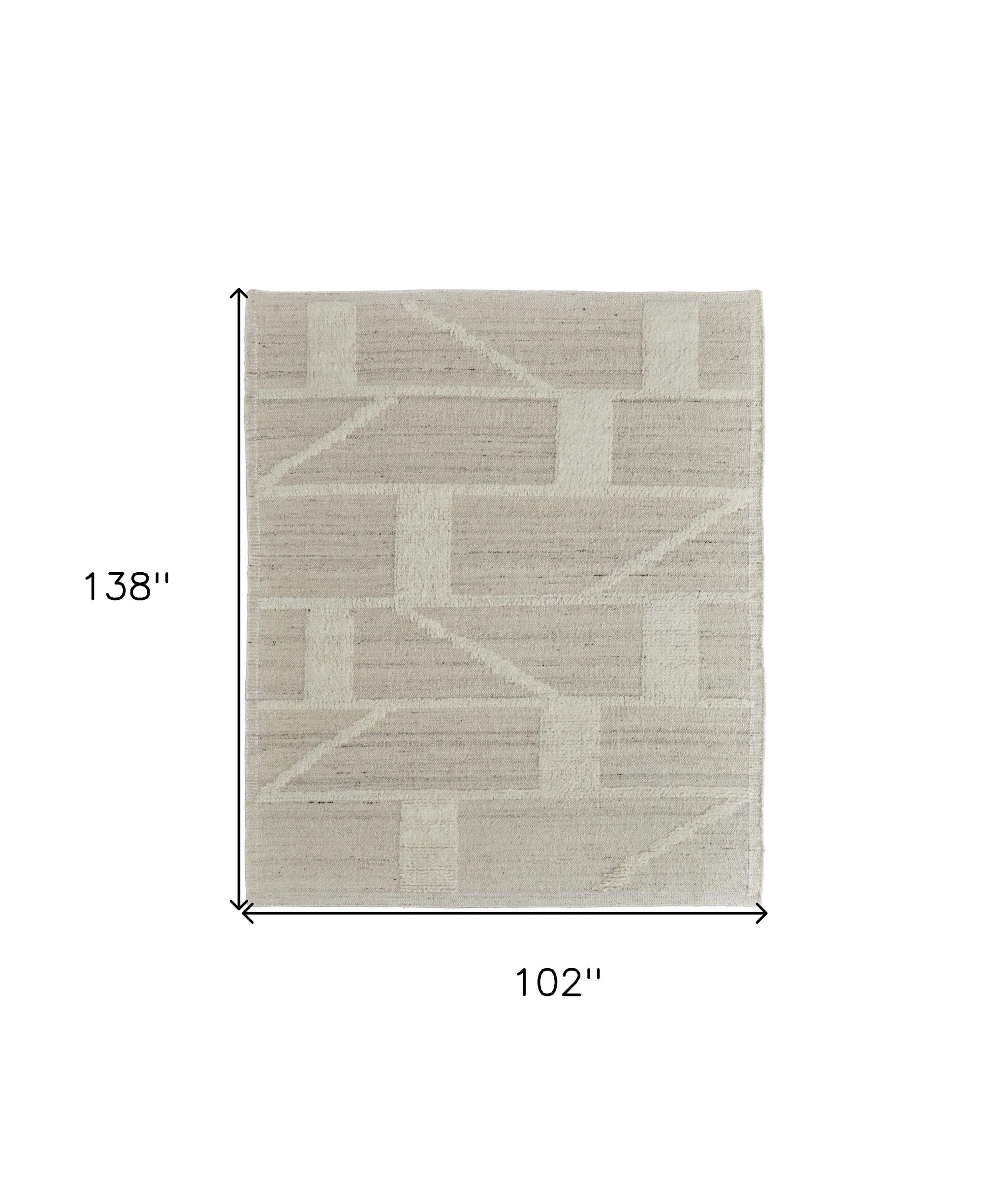 Exquisite Hand-Woven Tan and Ivory Geometric Area Rug for Cozy Living Spaces