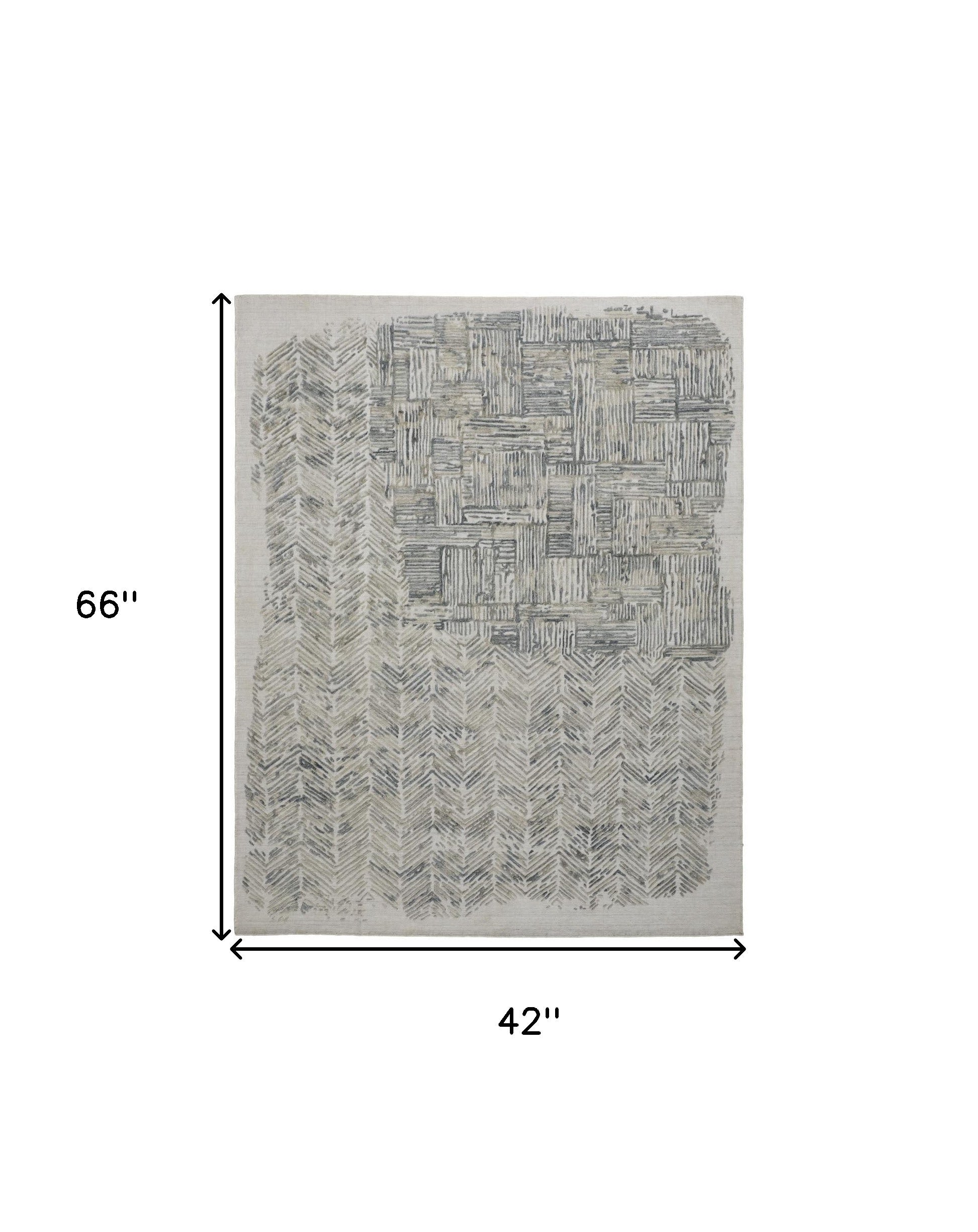 Exquisite Hand - Woven Blue and Ivory Abstract Area Runner Rug with a Distinctive Distressed Design for Comfortable and Cozy Living Spaces