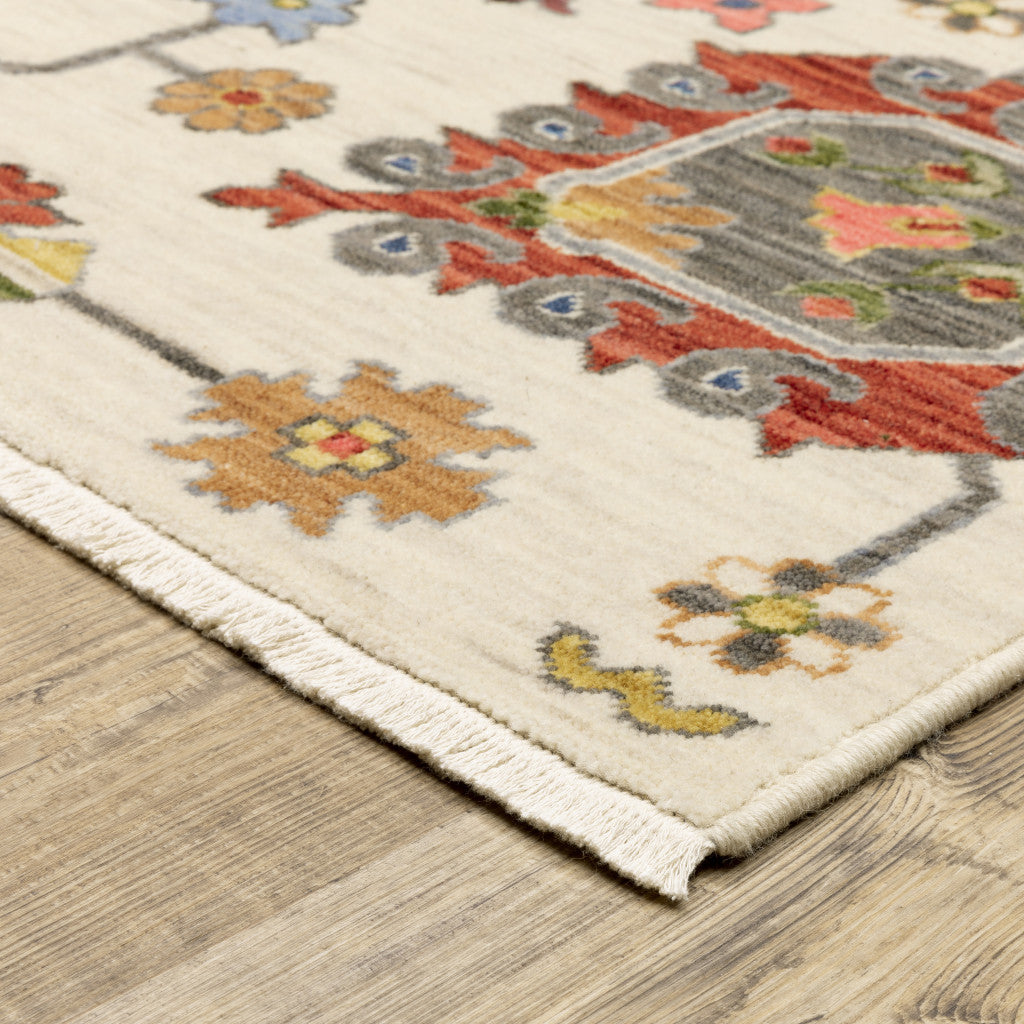 Fringe-Trimmed Stain-Resistant Area Rug with Elegant Oriental Pattern for Stylish Homes