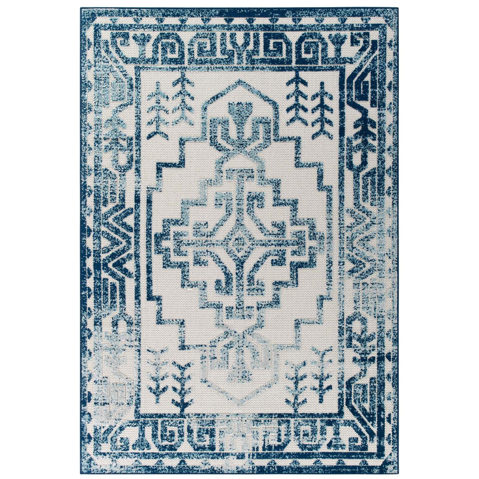 Stylish and Durable Reflect Nyssa Distressed Geometric Southwestern Aztec Indoor and Outdoor Area Rug for Easy Cleaning