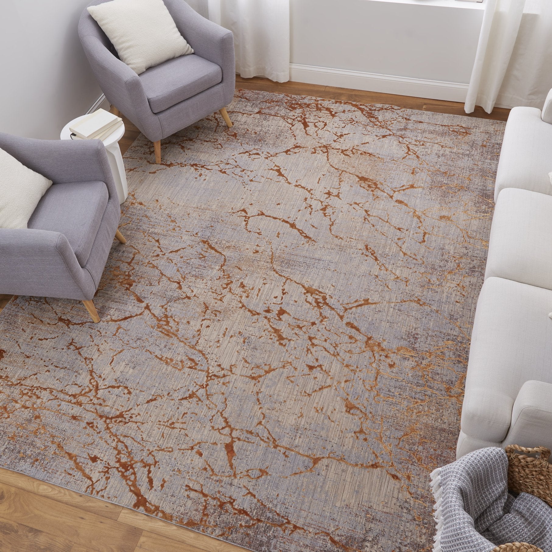 Pryor Modern and Versatile Luxury Abstract High-Low Pile Floor Rug in Earthy and Vibrant Color Tones