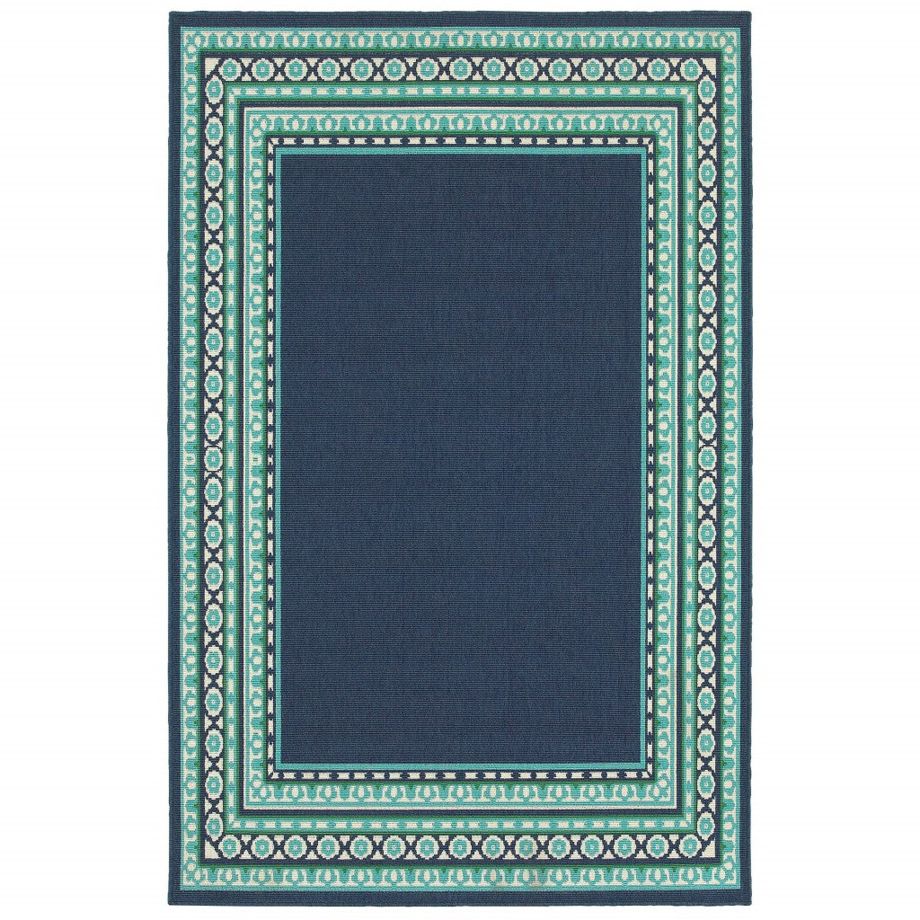 Stylish Outdoor and Indoor Decor - Vibrant Blue and Green Polypropylene Area Rug for Fashionable Spaces