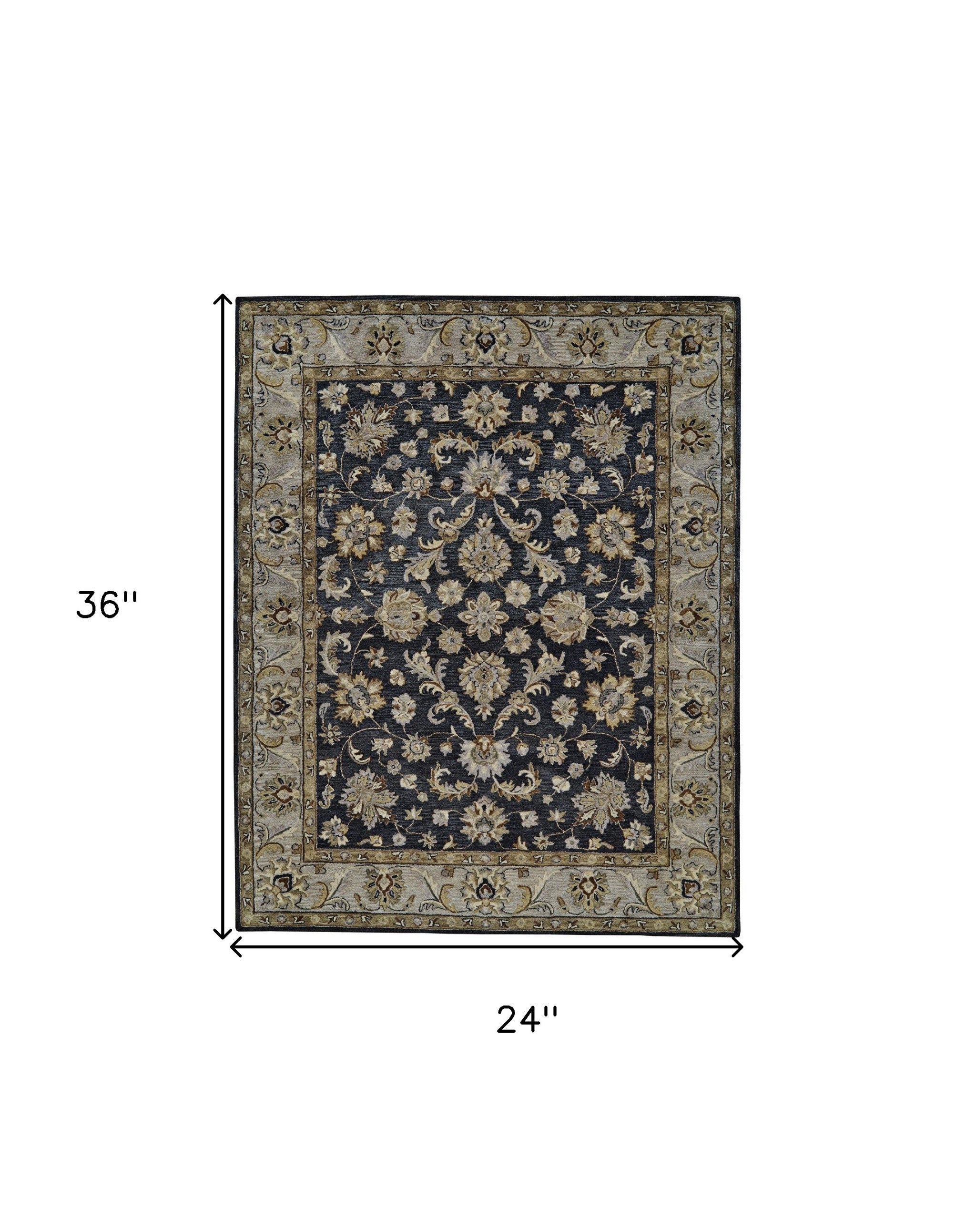 High - Quality Handmade Wool Floral Area Rug with Stain - Resistant Feature in Blue - Gray and Taupe for Any Indoor Space