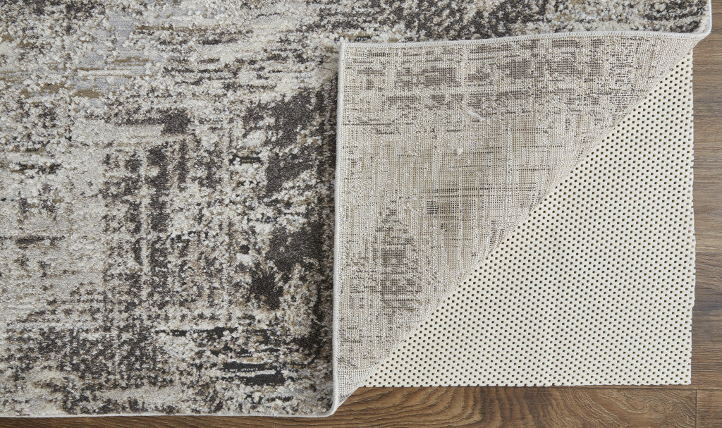 Stylish Distressed Abstract Area Rug with Gray and Ivory Design, Stain-Resistant, Ideal for 4x6 ft Space for Enhanced Comfort