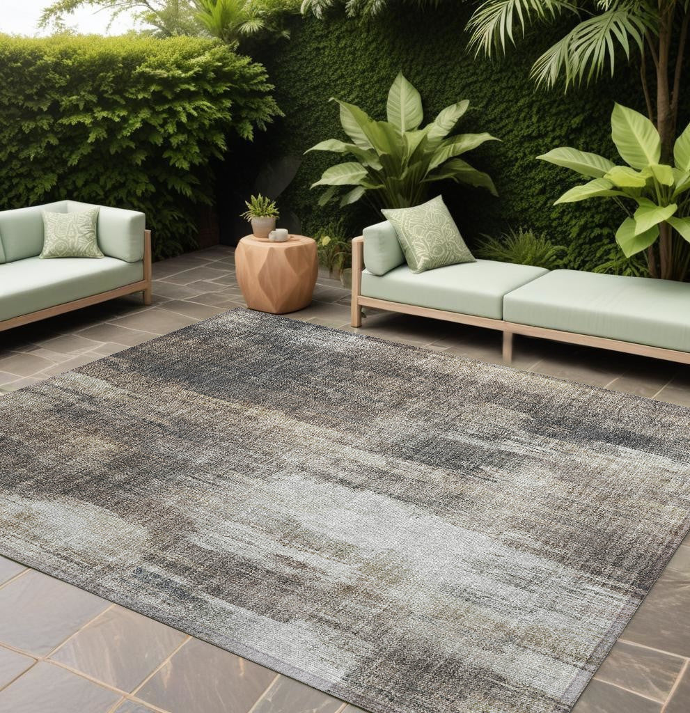 Washable, Stain-Resistant, Non-Skid Teal Abstract Outdoor Runner Rug for Any Space