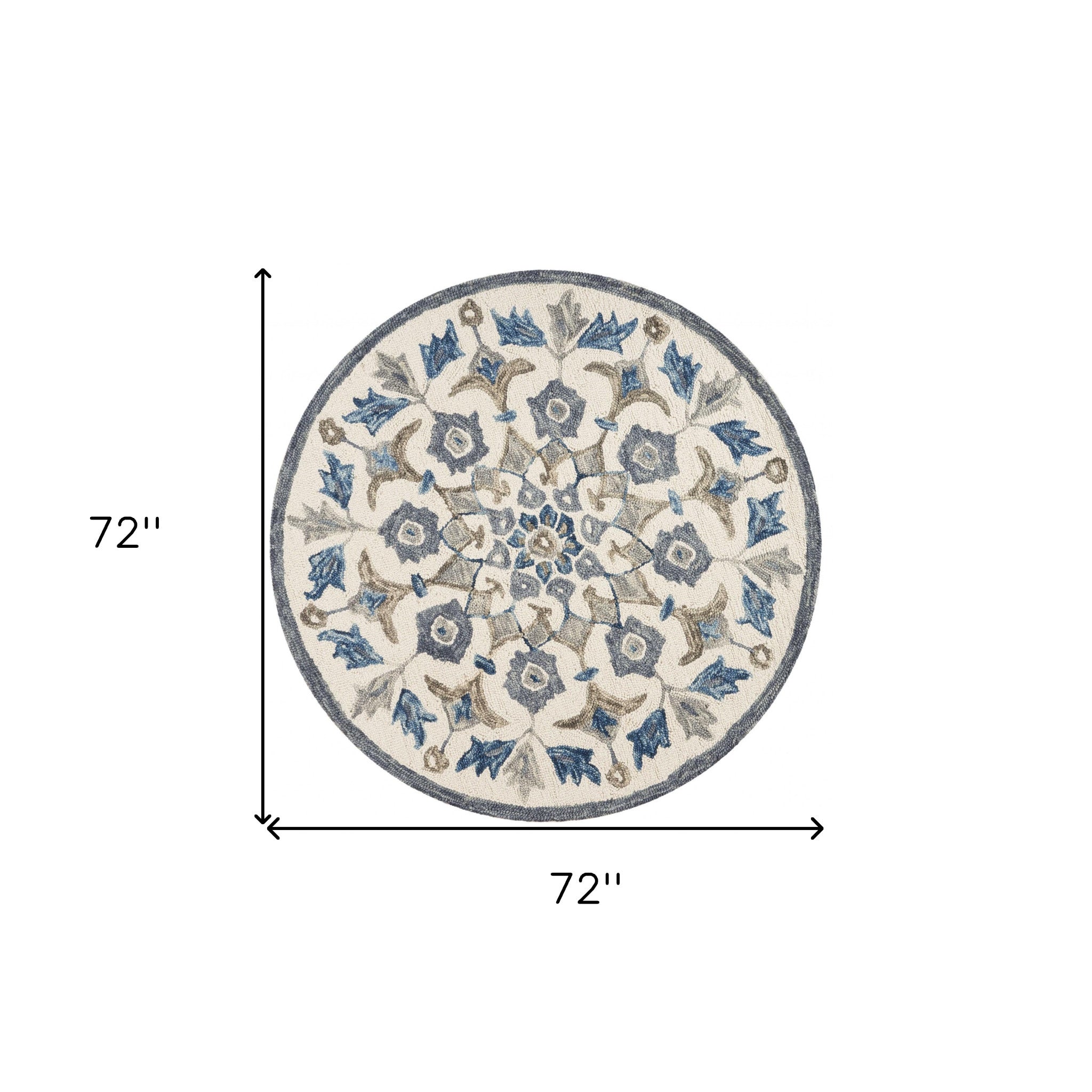 Hand-Tufted Wool Round Blue Floral Area Rug for Comfort, Style in Any Space