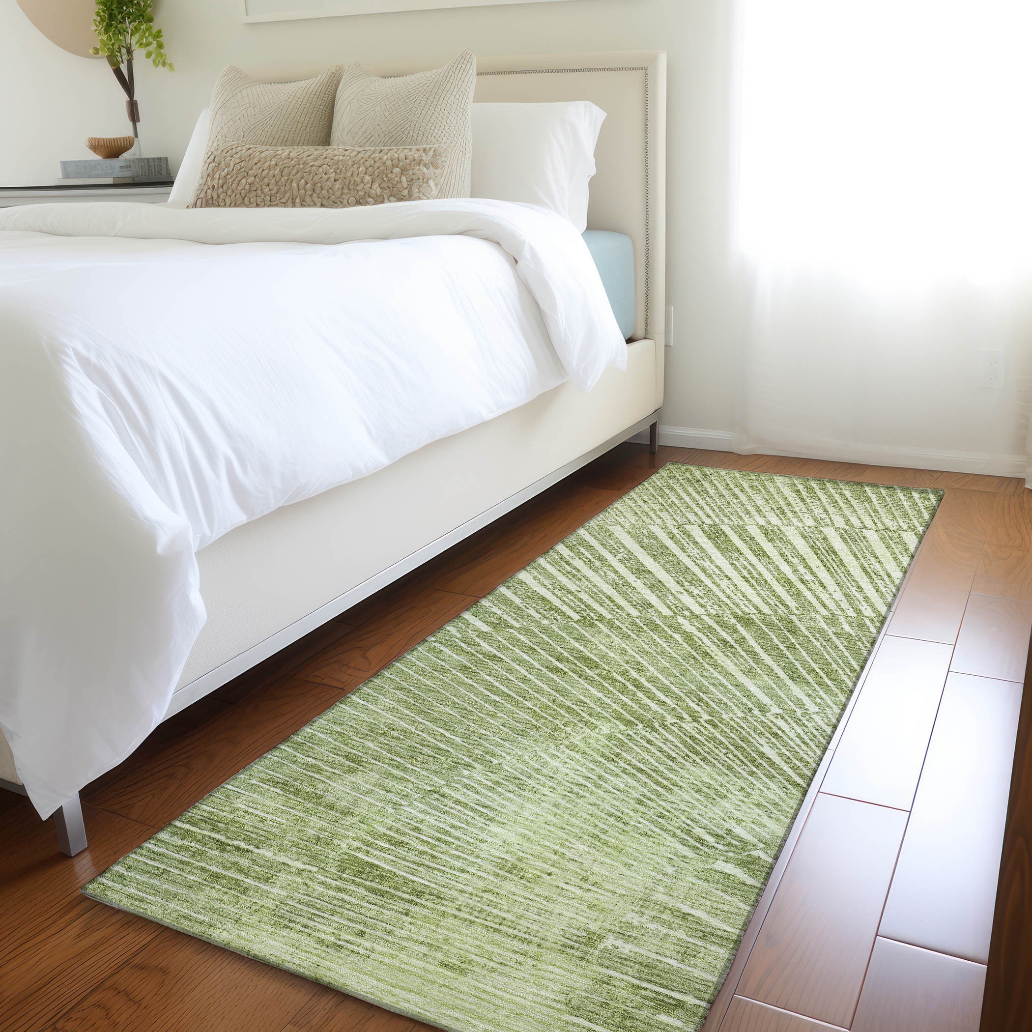 Stylish and Contemporary Abstract Washable Non-Skid and Stain-Resistant Runner Rug Ideal for Both Indoor and Outdoor Spaces