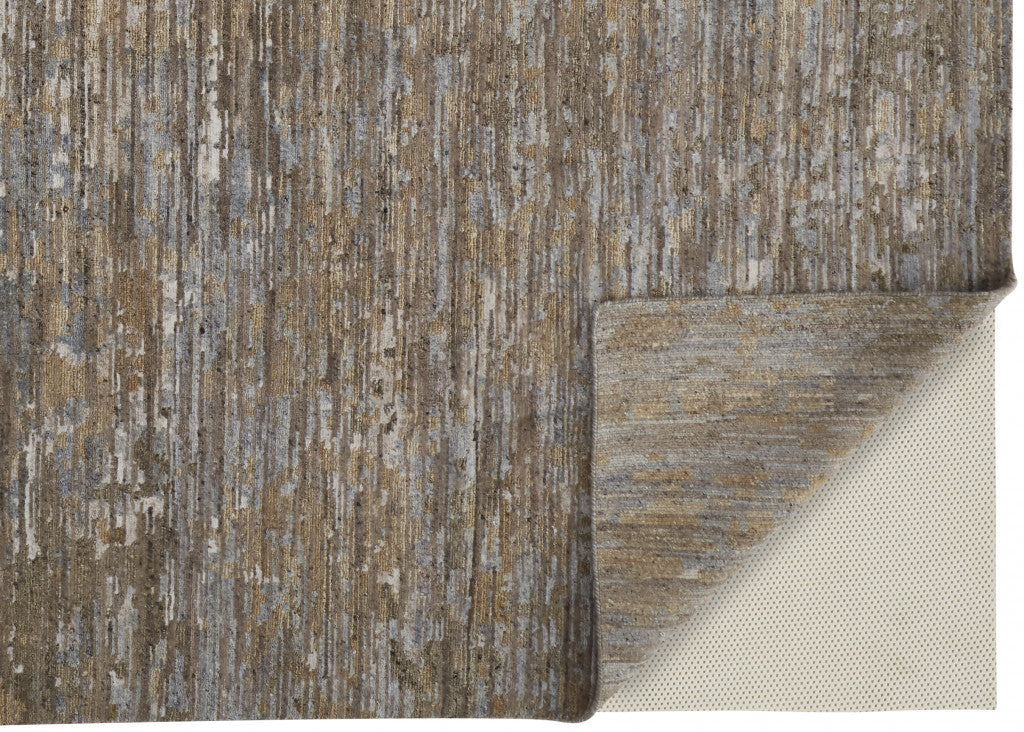 Unique Hand-Knotted Brown and Ivory Abstract Area Rug for Warm Home Decor