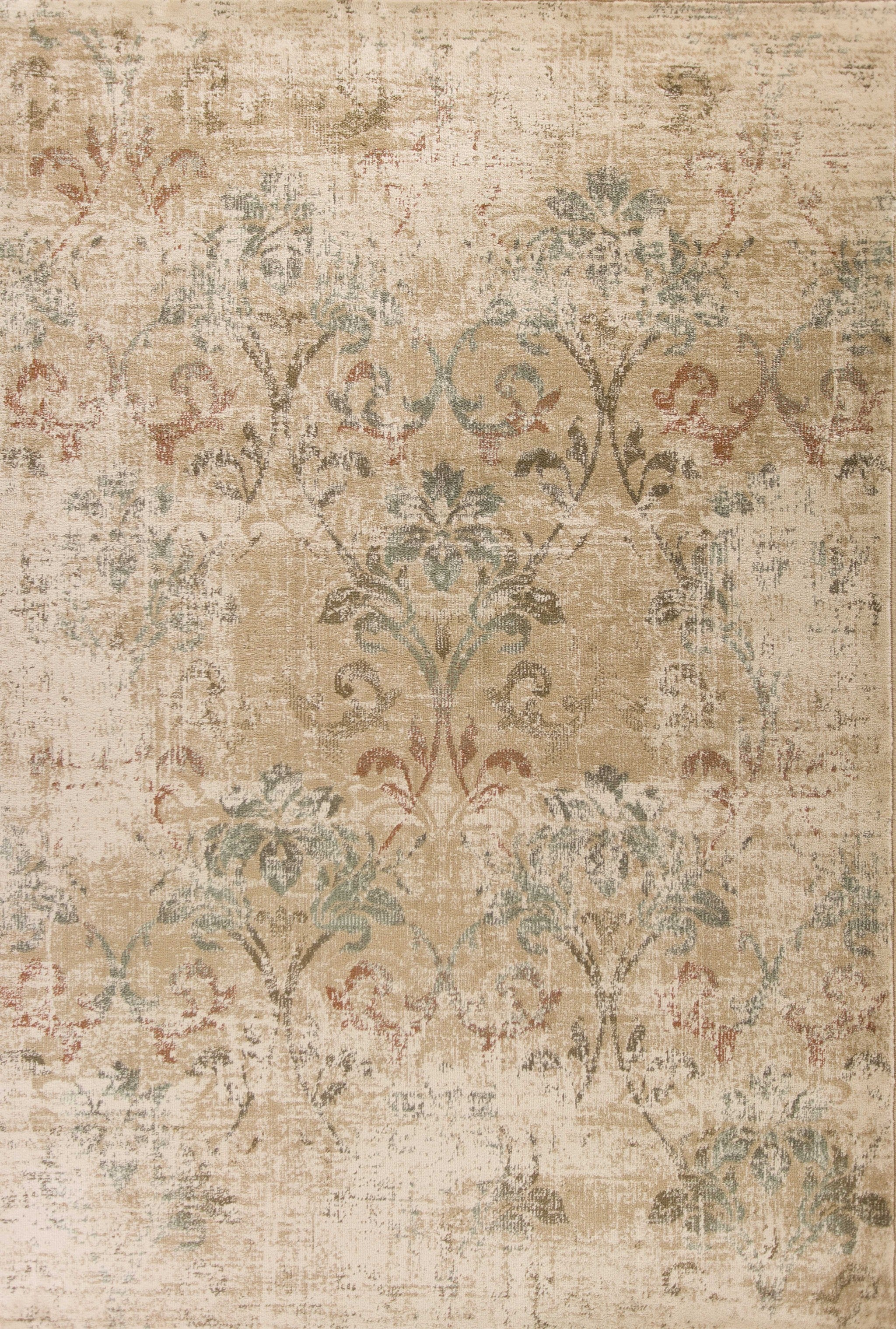 Elegant Egyptian-Style Champagne Damask Machine-Woven Area Rug for Modern Homes