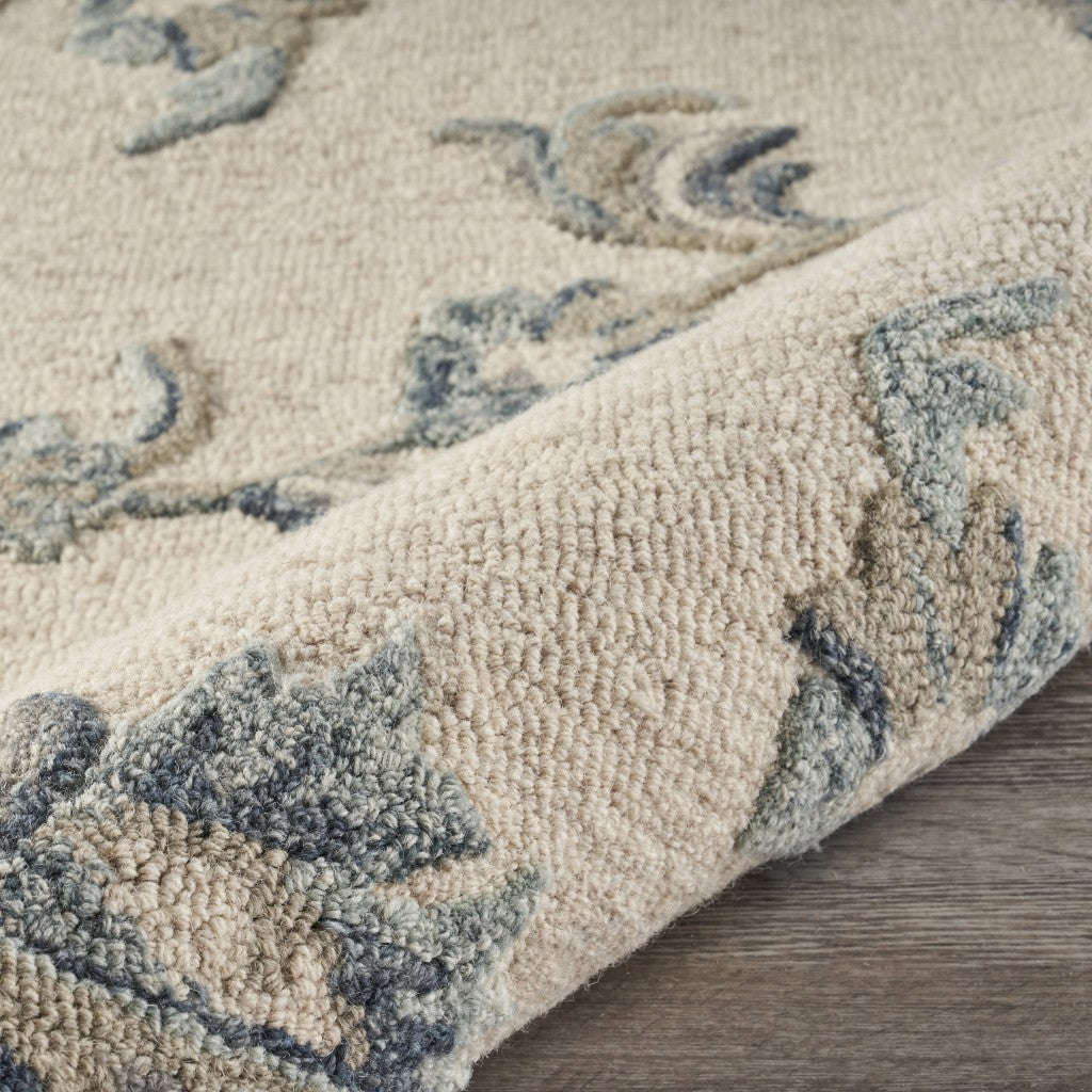 Exquisite Round Green Peacock Feather Patterned Area Rug Crafted from Luxurious Wool with Soft Texture and Striking Design