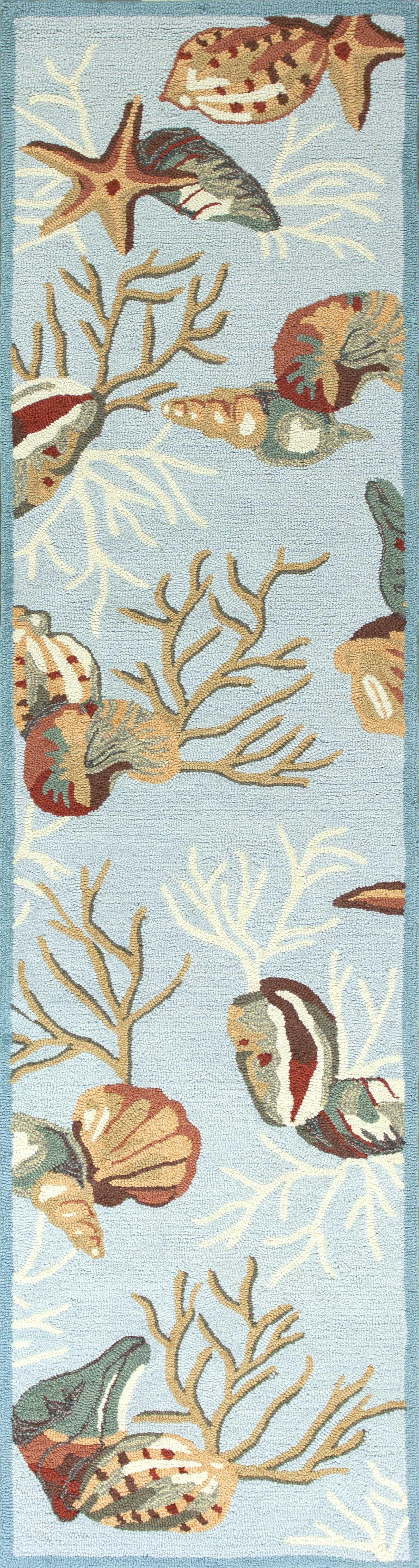 Exquisite Hand-Hooked Blue Coral Reef Area Rug for Modern Home Decor