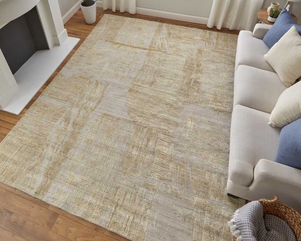 Unique Hand-Woven Ivory & Yellow Abstract Area Rug to Warm Up Your Home