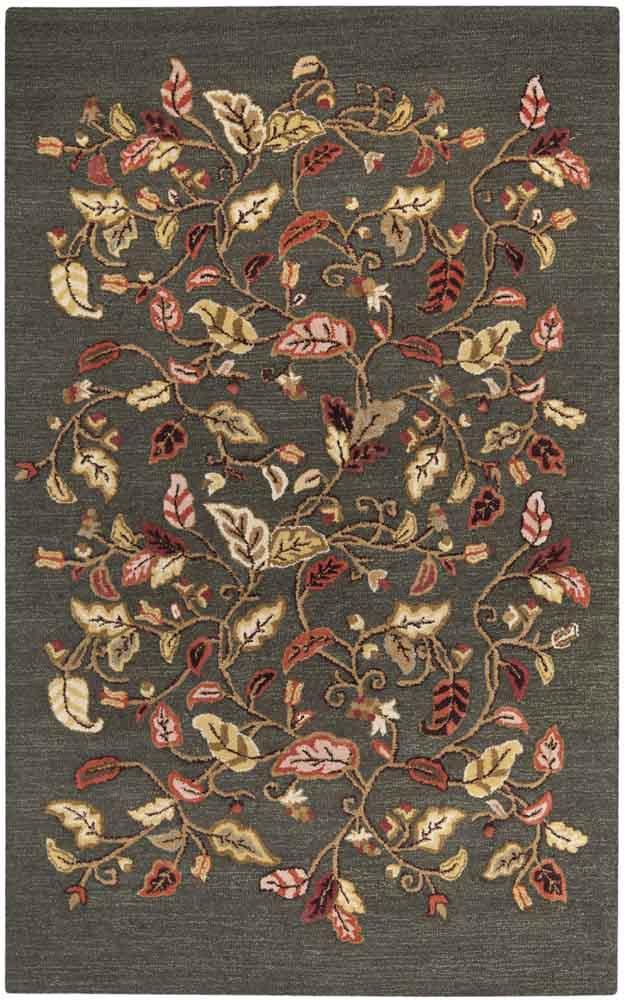 High - Quality Artisan Hand - Tufted Martha Autumn Woods Rug Featuring a Stunning Vivid Floral Motif in Warm Autumnal Tones