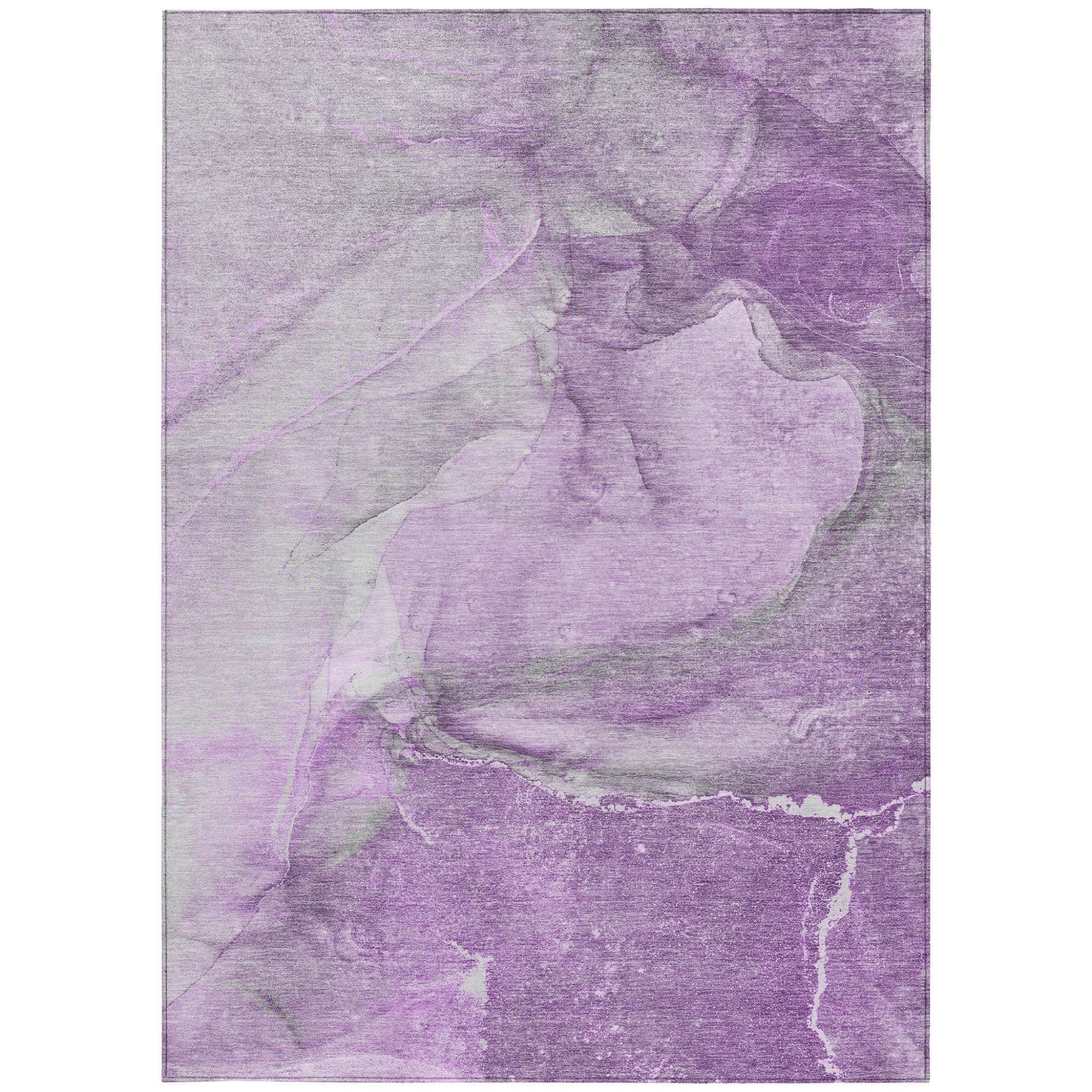 Lilac Abstract Washable, Non-Skid Indoor-Outdoor Runner Rug with UV Protection
