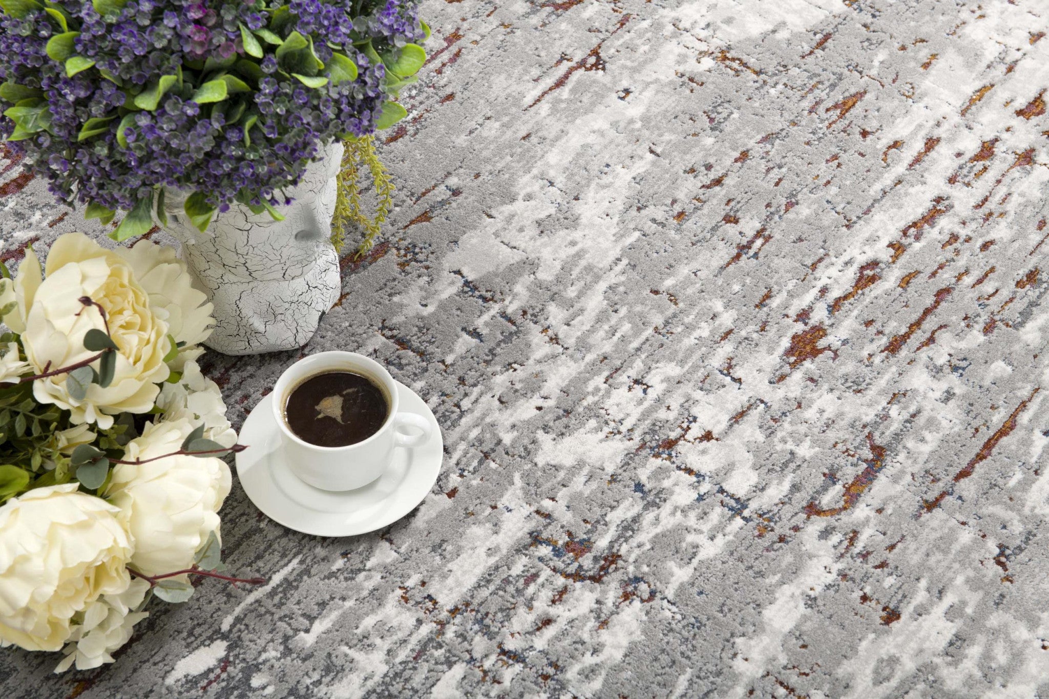 Stylish and Durable Gray & Brown Abstract Scraped Area Rug for Modern Homes