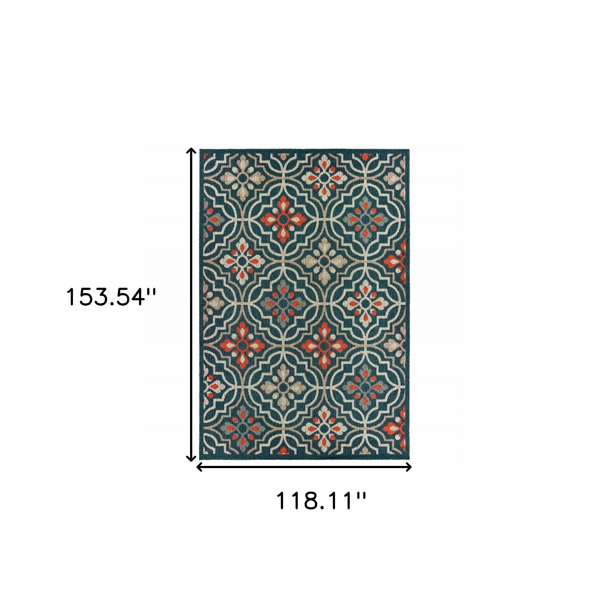 Stylish Gray, Orange & Navy Moroccan Outdoor Rug for Indoor/Outdoor Use