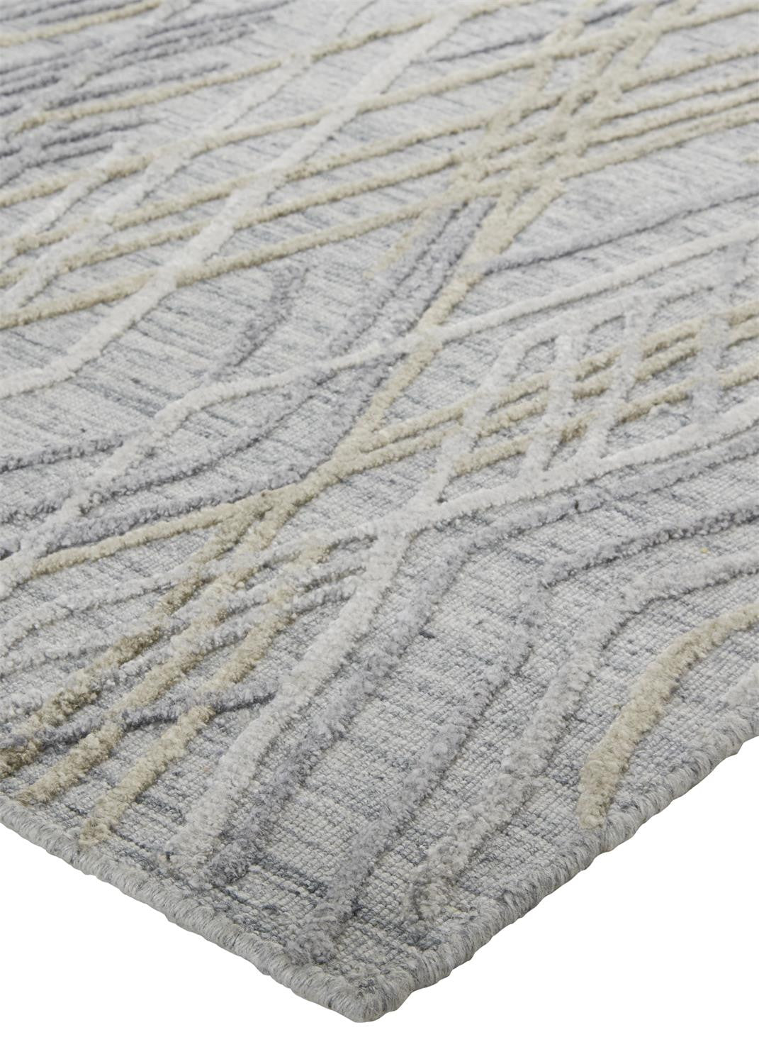 Exquisite Hand-Woven Area Rug with Elegant Gray and Ivory Abstract Design for Added Warmth and Stylish Ambiance