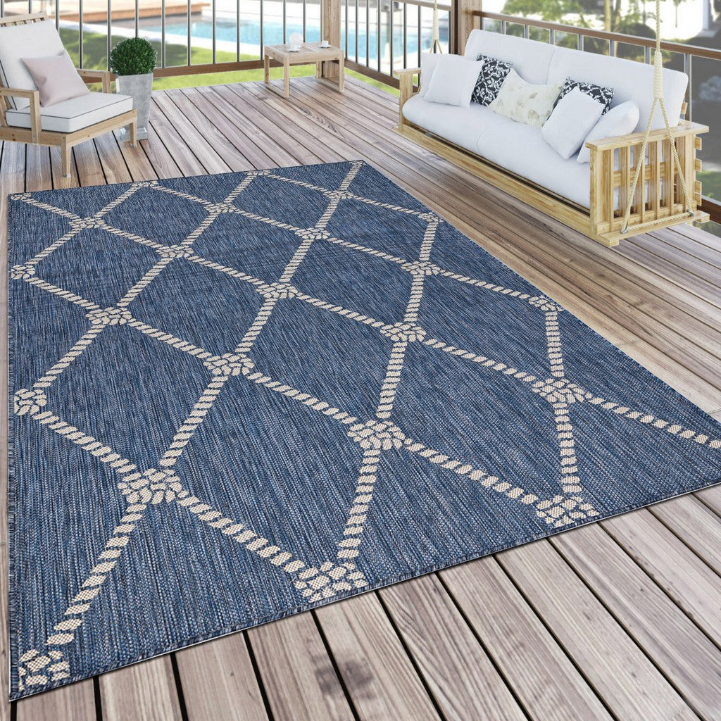 Premium Turkish 8' x 10' Outdoor Area Rug in Stylish Blue and Gray for Elegant Homes