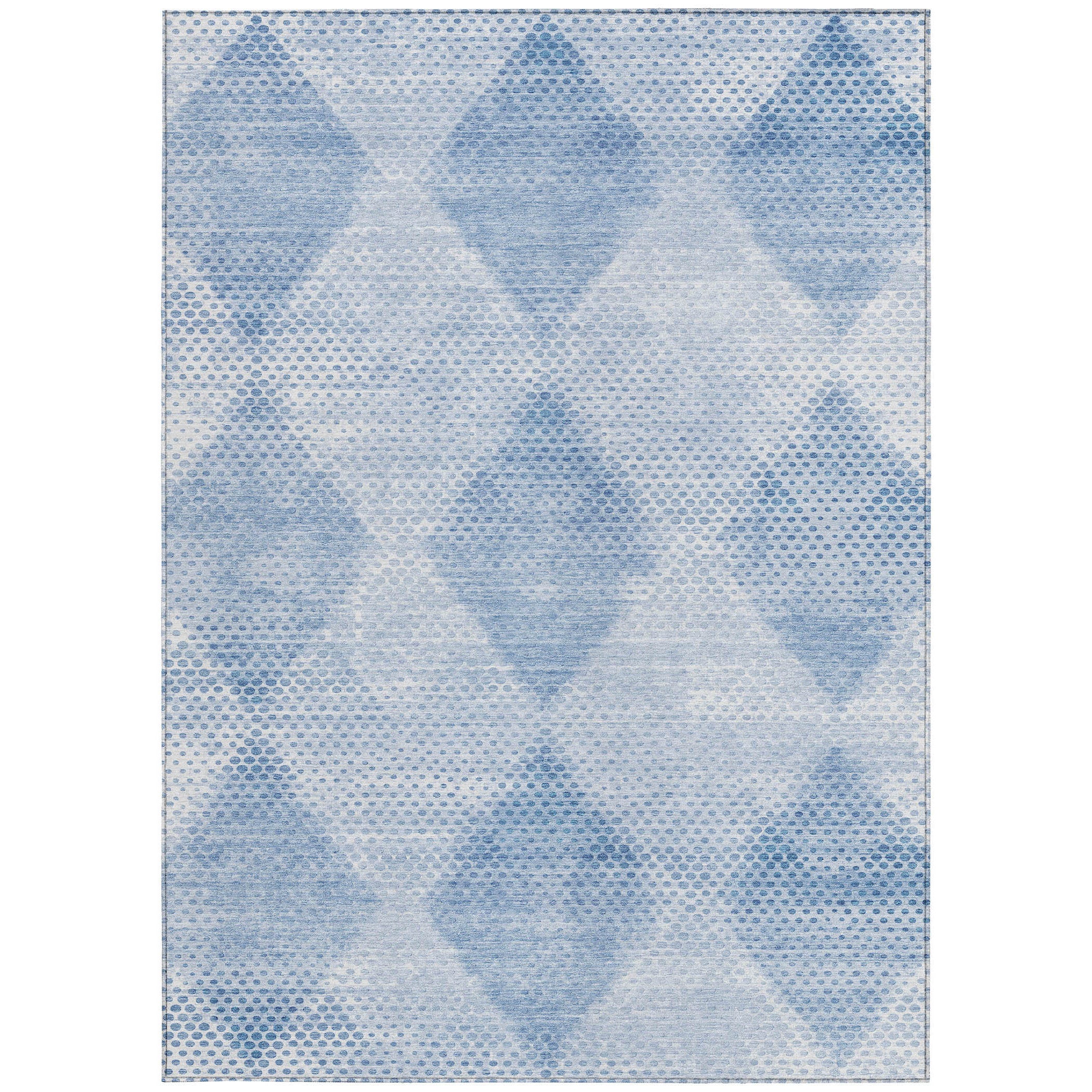 Stylish Blue Geometric Washable & Stain-Resistant Runner Rug for Indoor/Outdoor Spaces