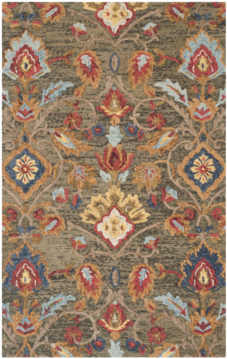 Stylish Hand - Tufted Wool Blossom Rug with Bold Hues for Country - Casual Decor